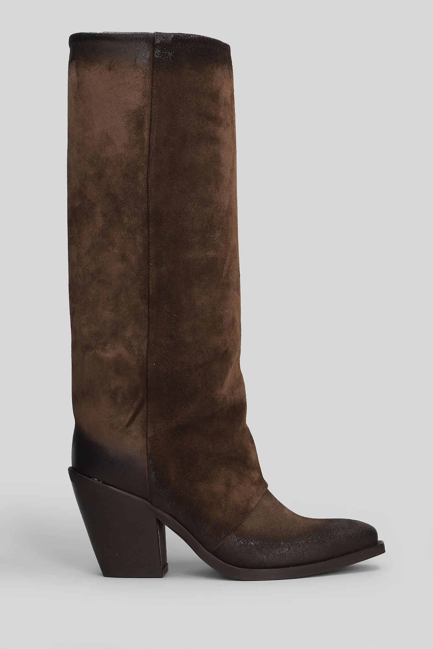texan boots in dark brown suede