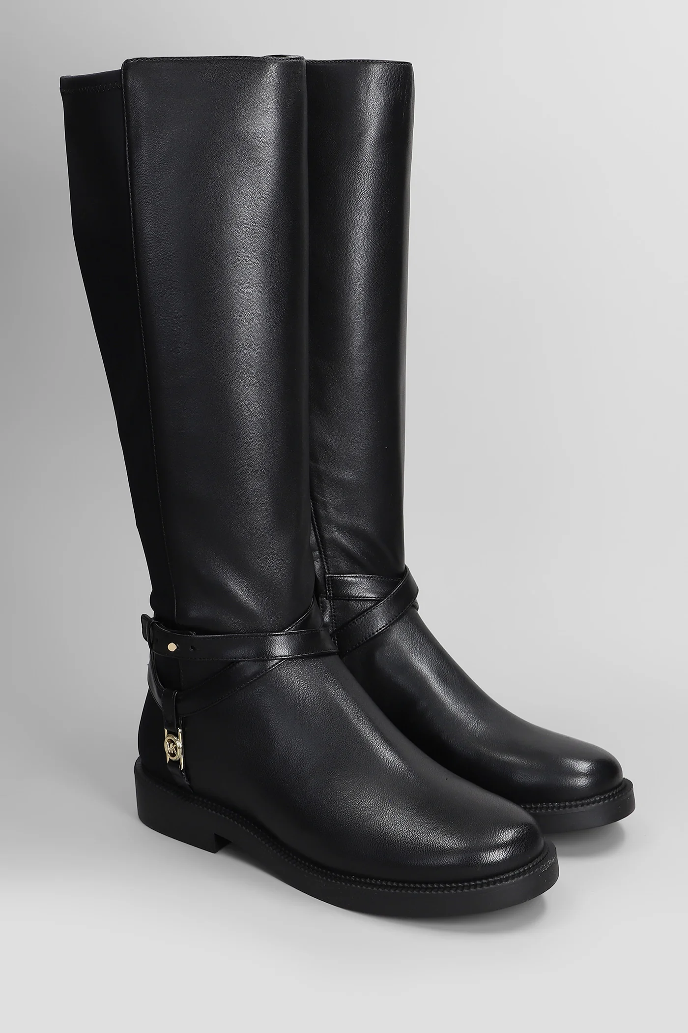 Abigail Boot low heels boots in black leather and fabric - Image 2