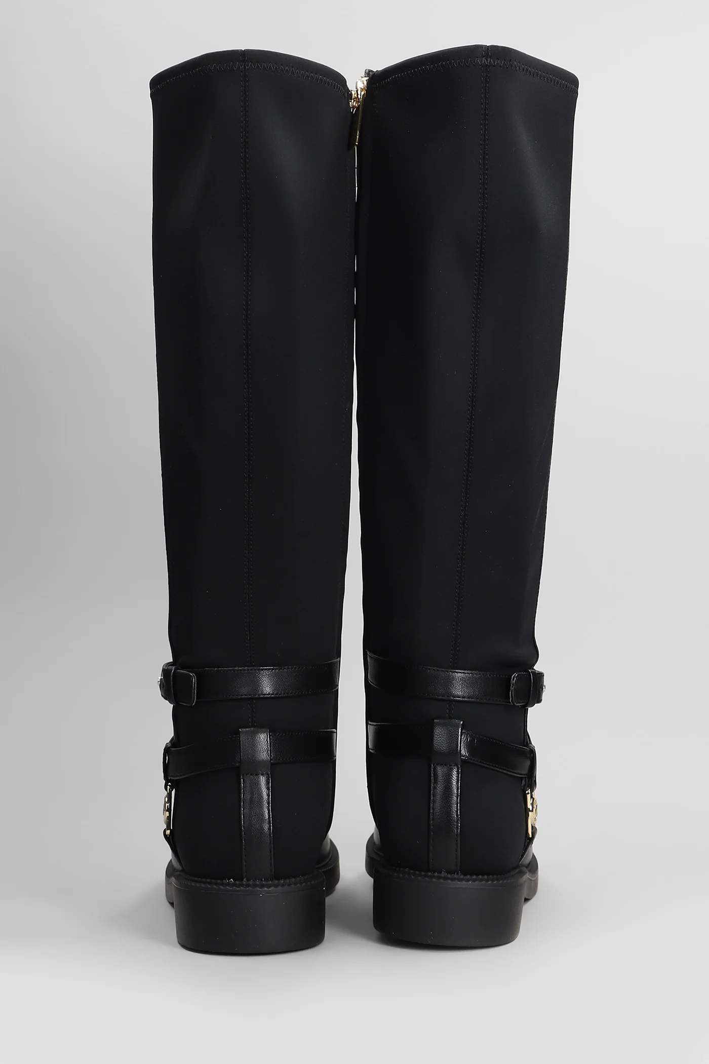 Abigail Boot low heels boots in black leather and fabric - Image 4