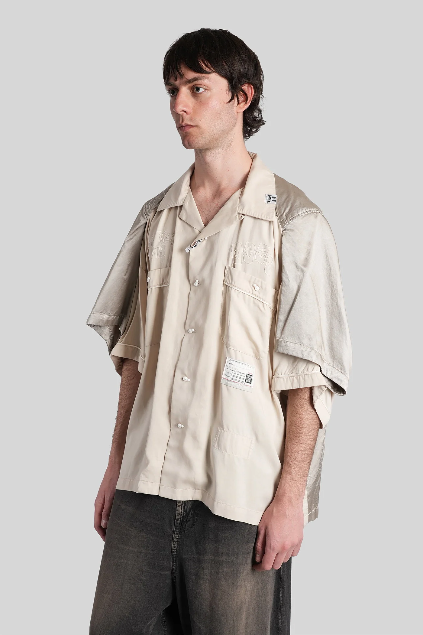 Shirt in beige wool and polyester - Image 4