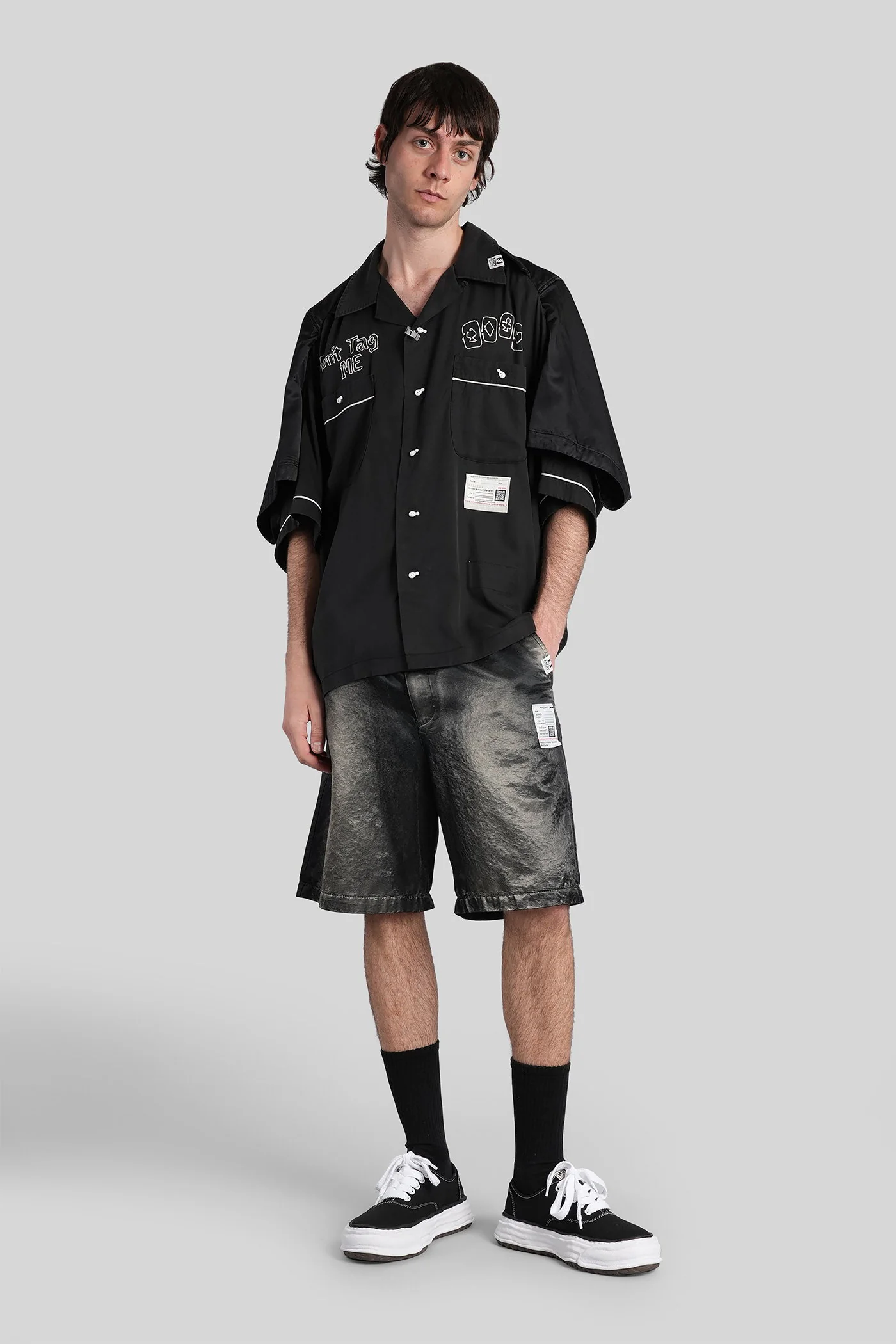 Shirt in black wool and polyester - Image 2