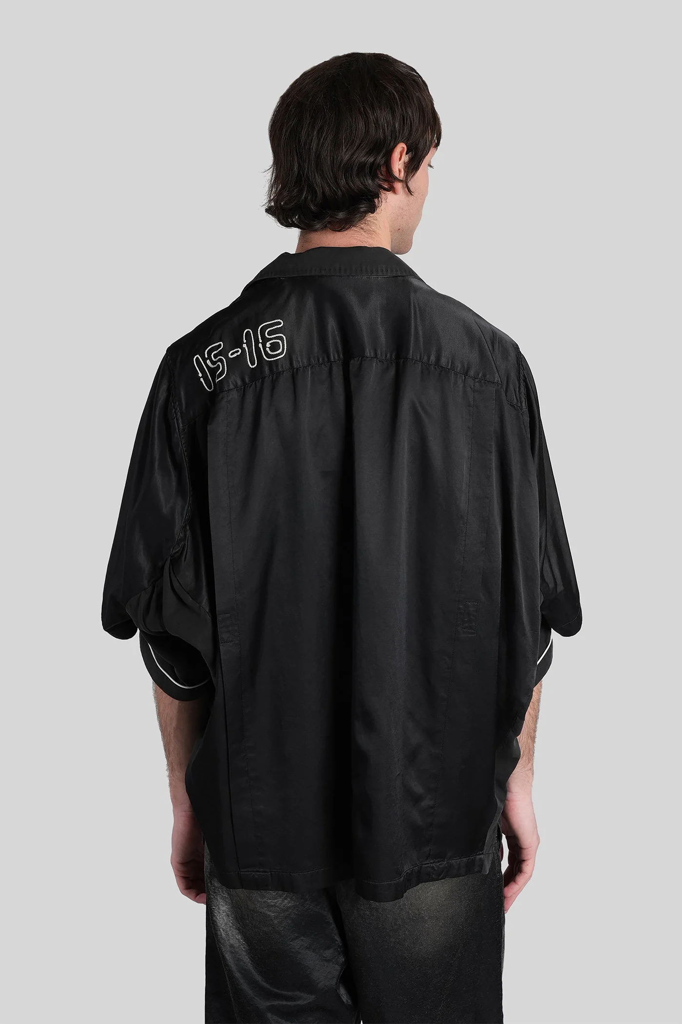 Shirt in black wool and polyester - Image 3