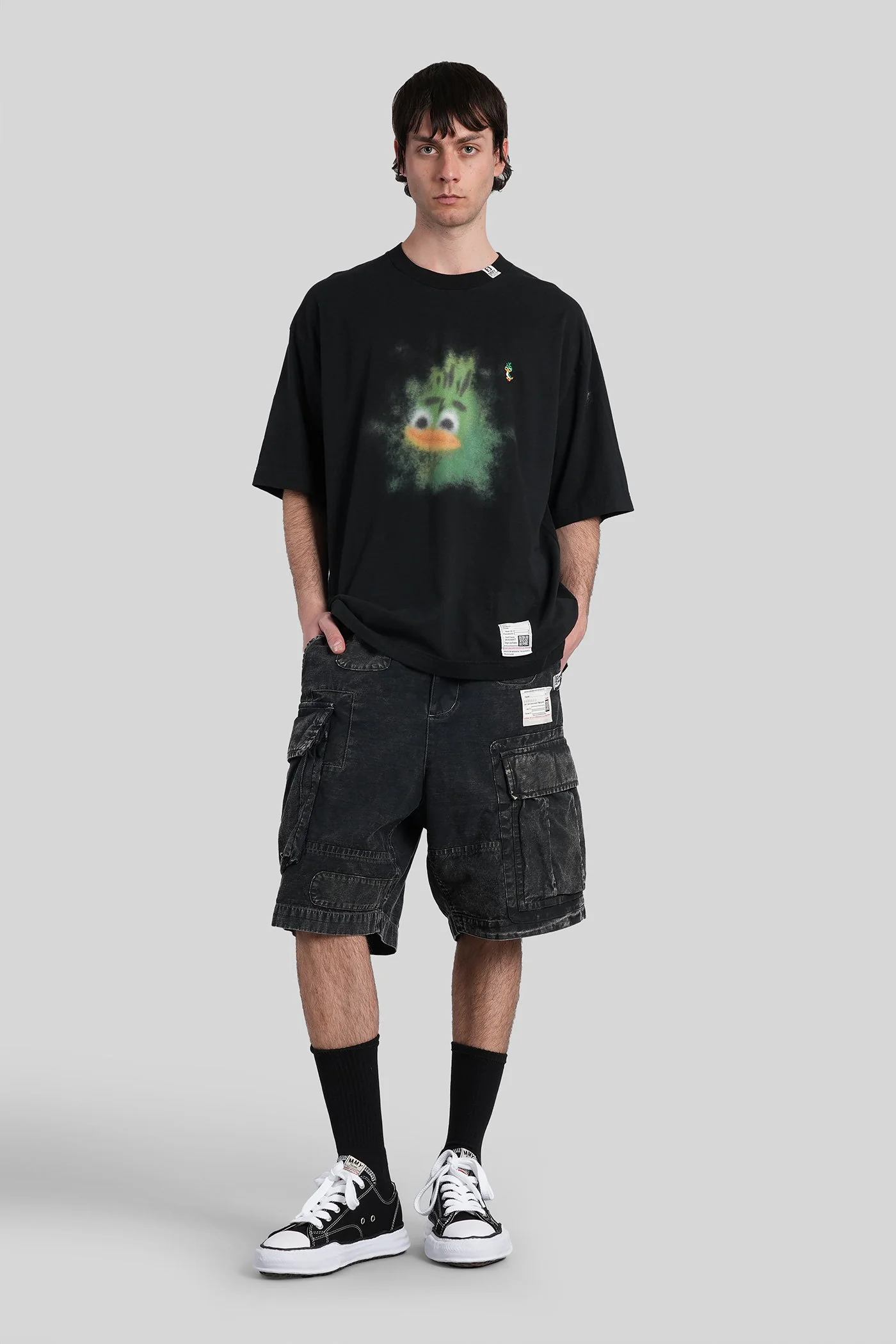 Shorts in black cotton - Image 2