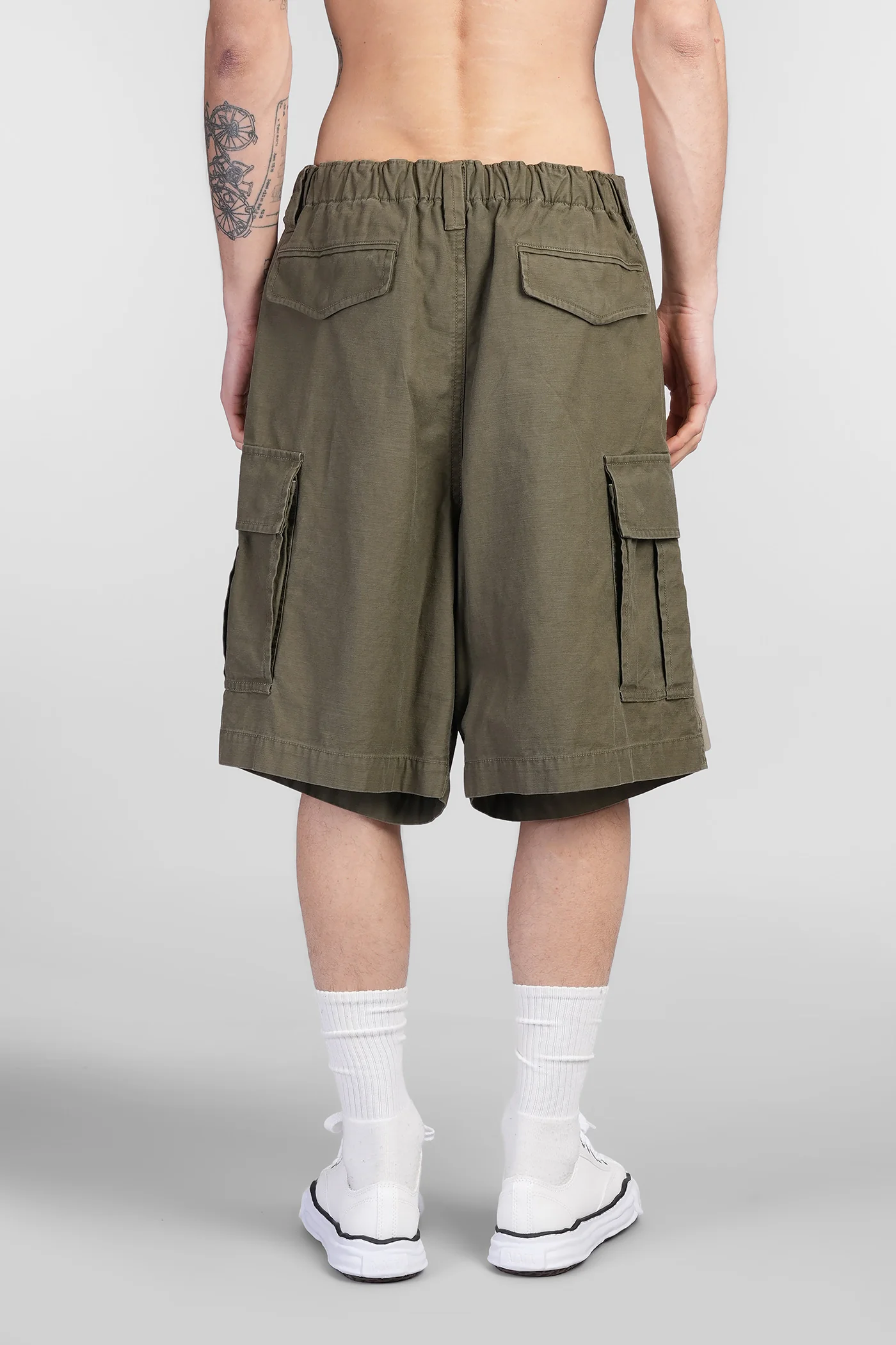 Shorts in khaki cotton - Image 3
