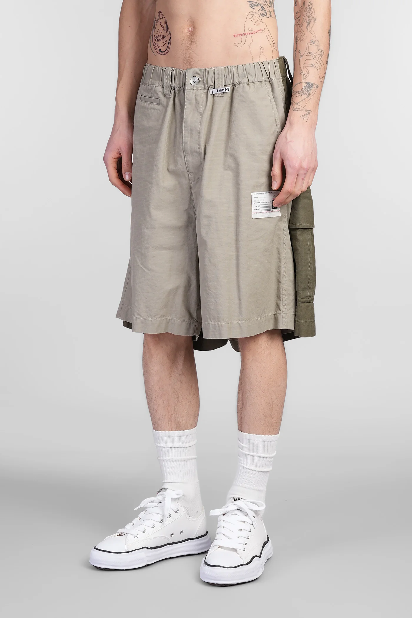 Shorts in khaki cotton - Image 4