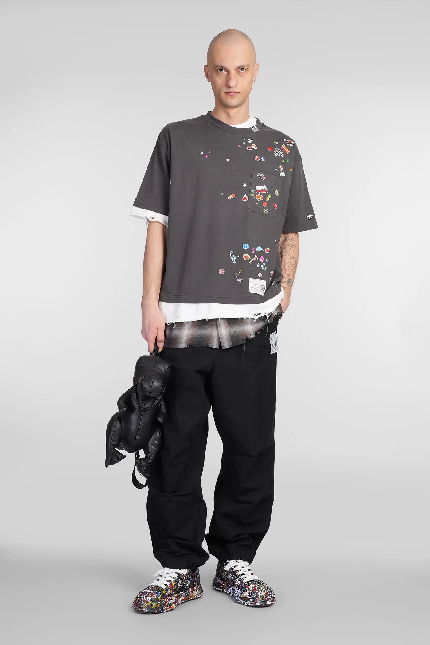 T-Shirt in black cotton - Image 2