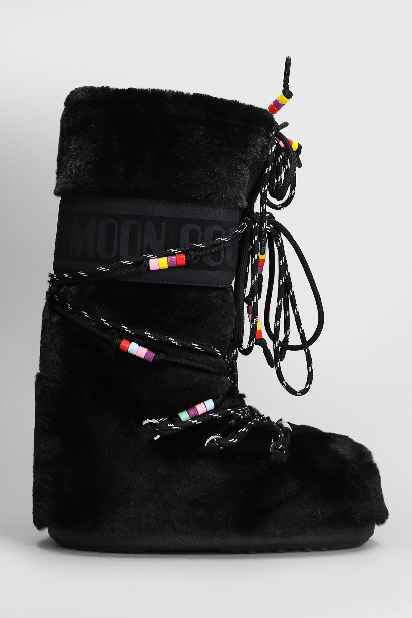 Mb icon faux fur low heels boots in black eco-fur