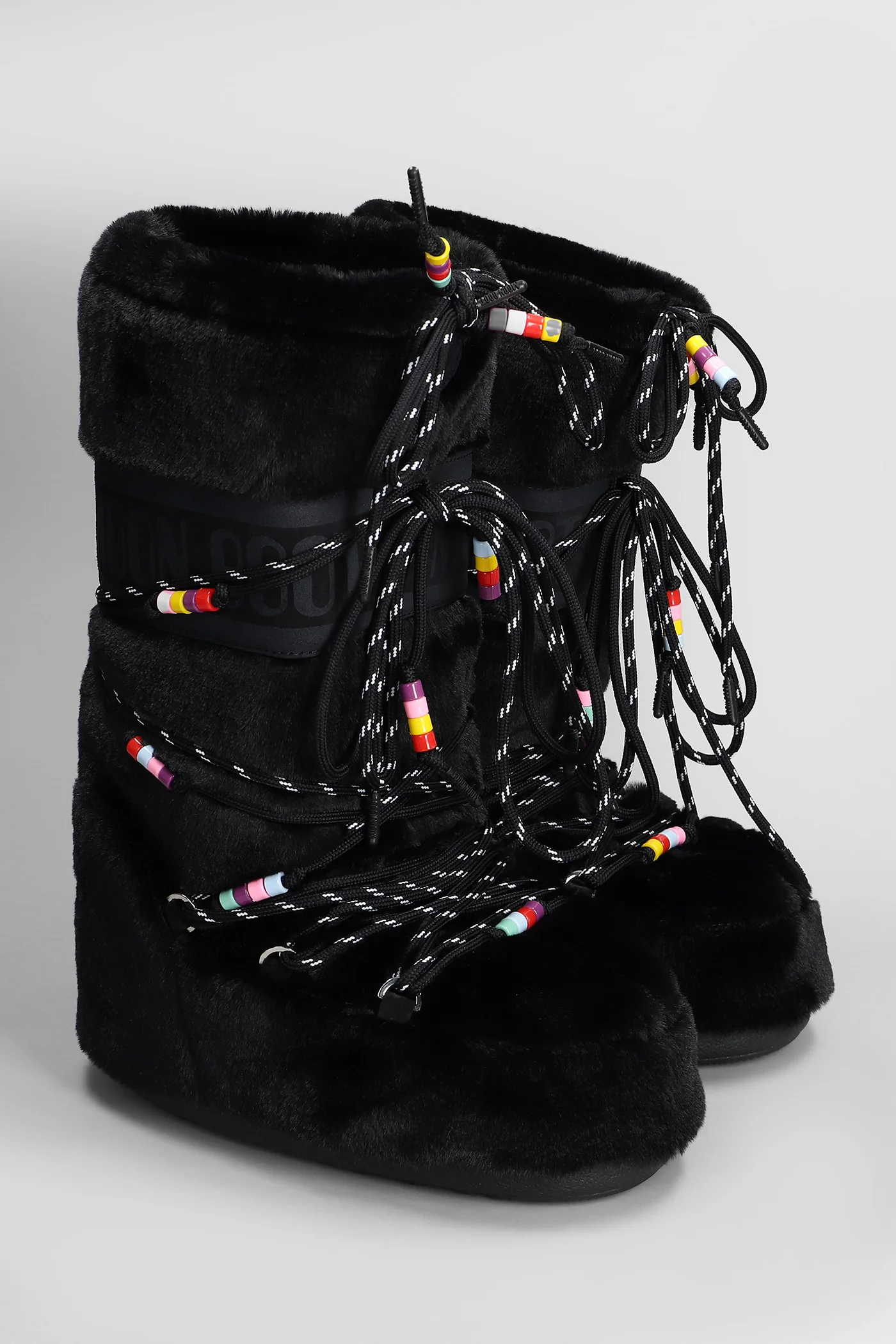 Mb icon faux fur low heels boots in black eco-fur - Image 2