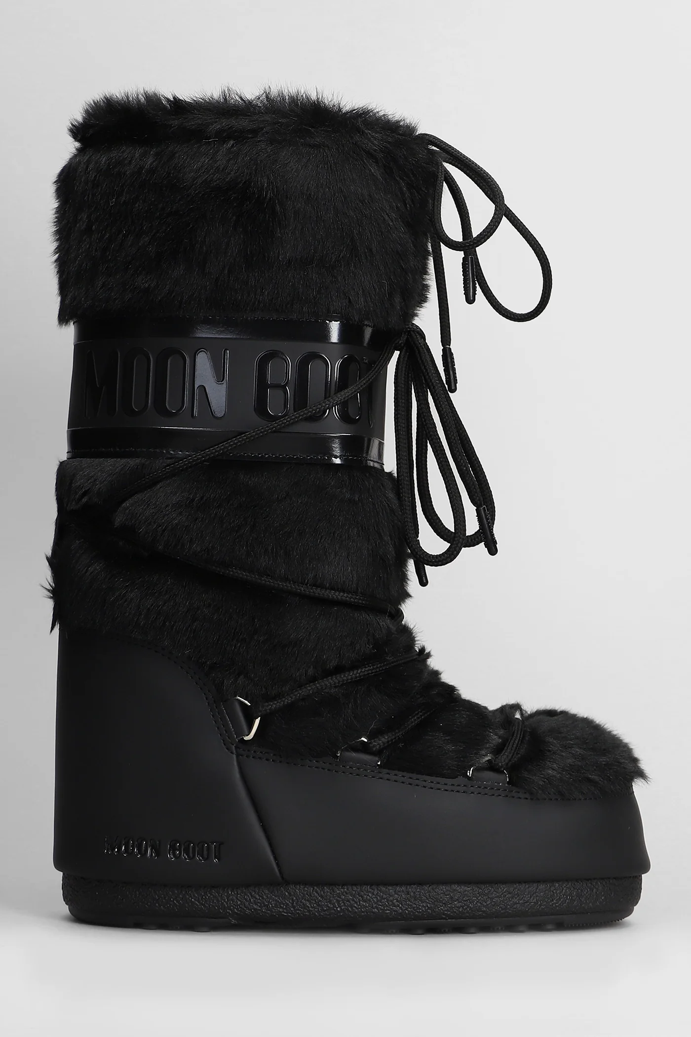 Mb icon faux fur low heels boots in black eco-fur