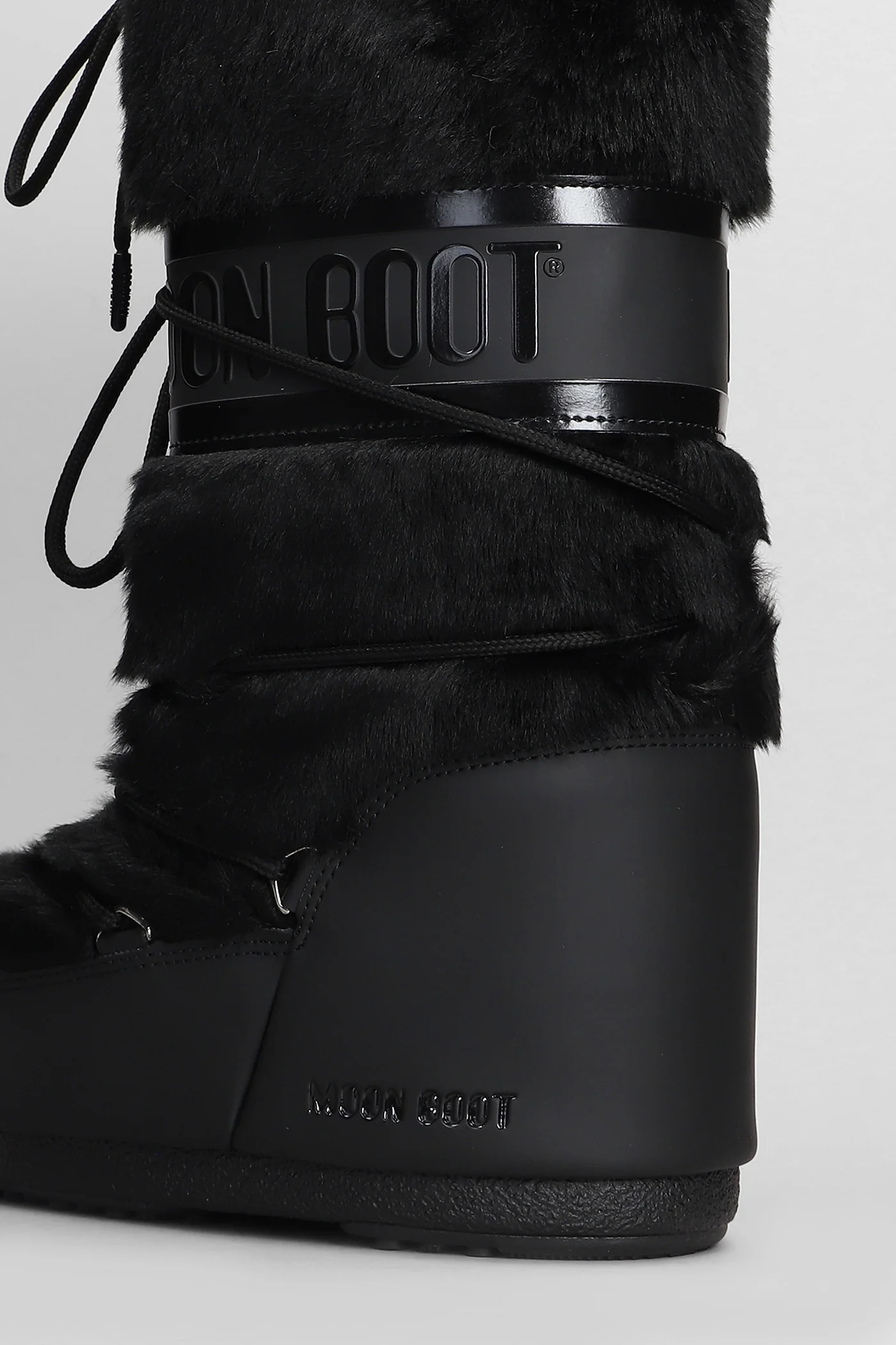 Mb icon faux fur low heels boots in black eco-fur - Image 5