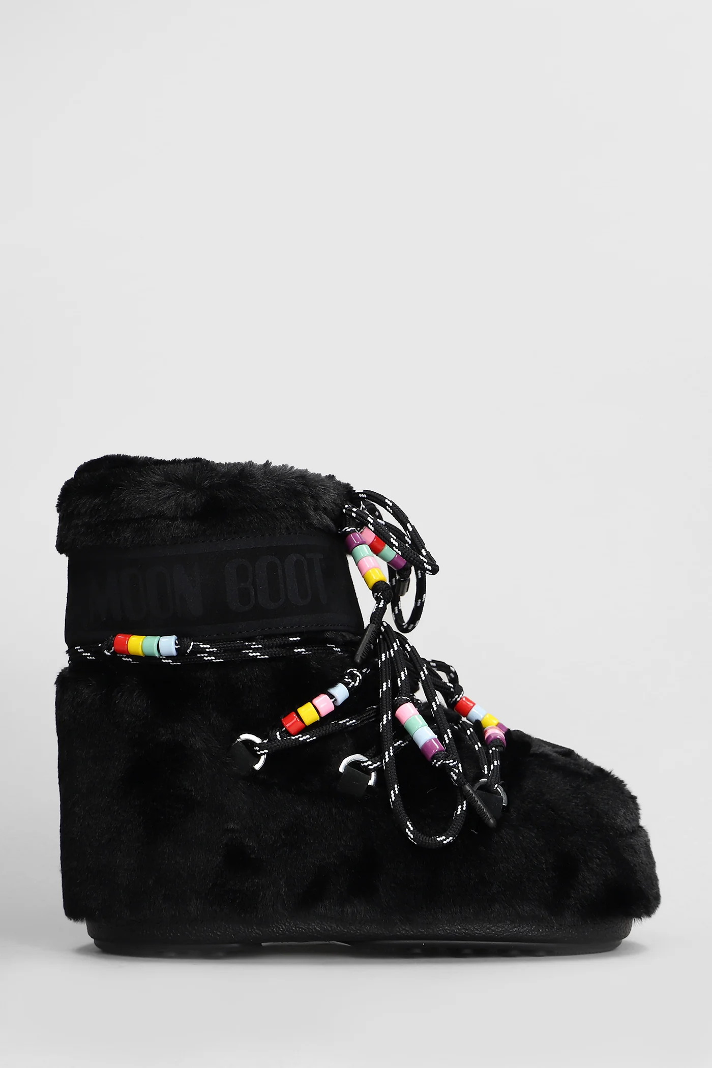 Mb icon low faux fur low heels Ankle boots in black eco-fur