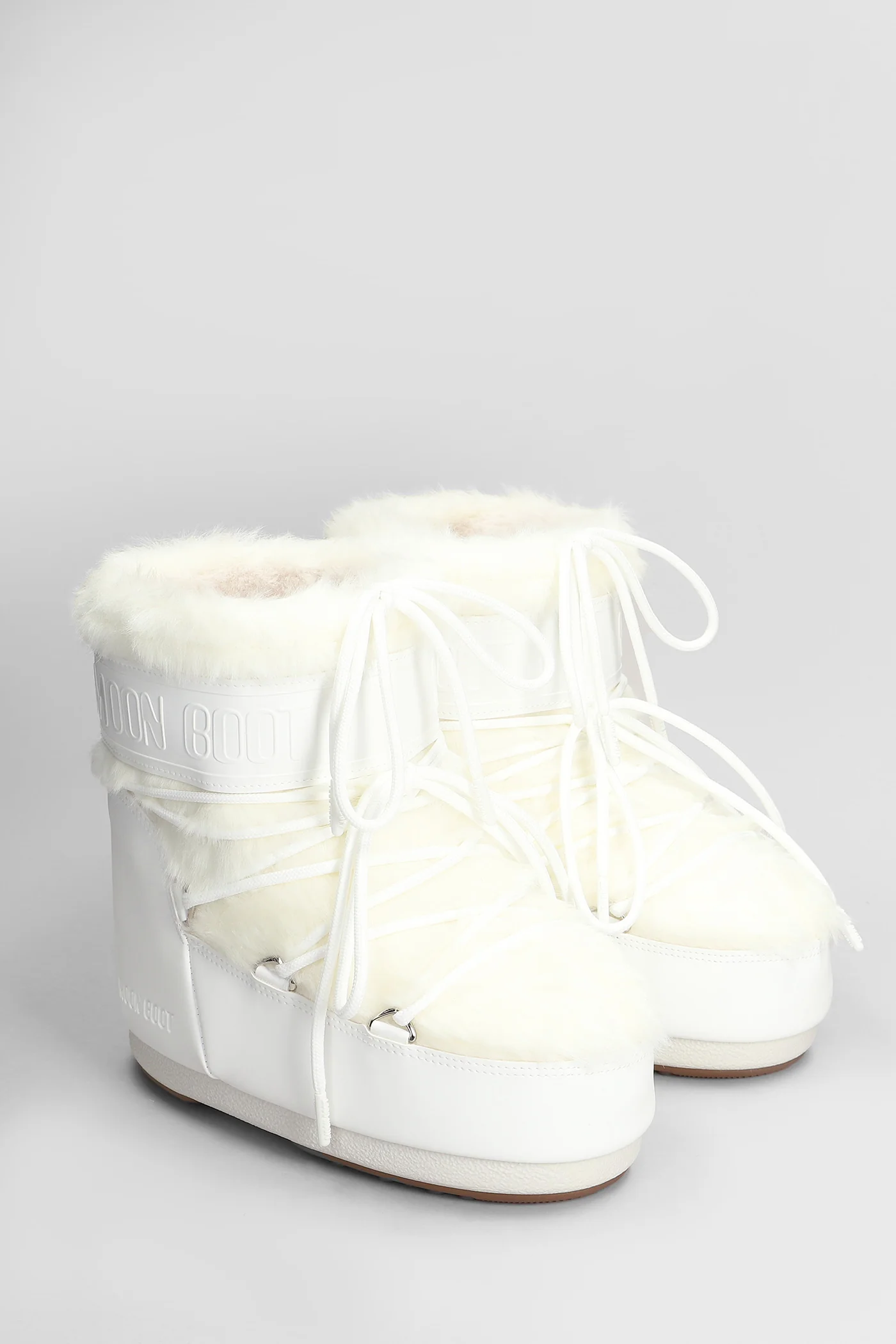 Mb icon low faux fur low heels Ankle boots in white eco-fur - Image 2