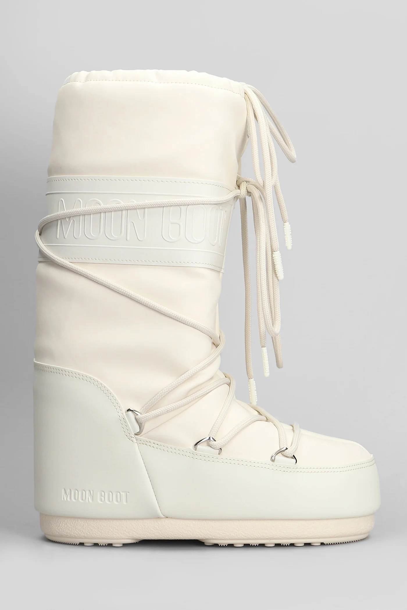 Mb icon rubber low heels boots in beige polyester