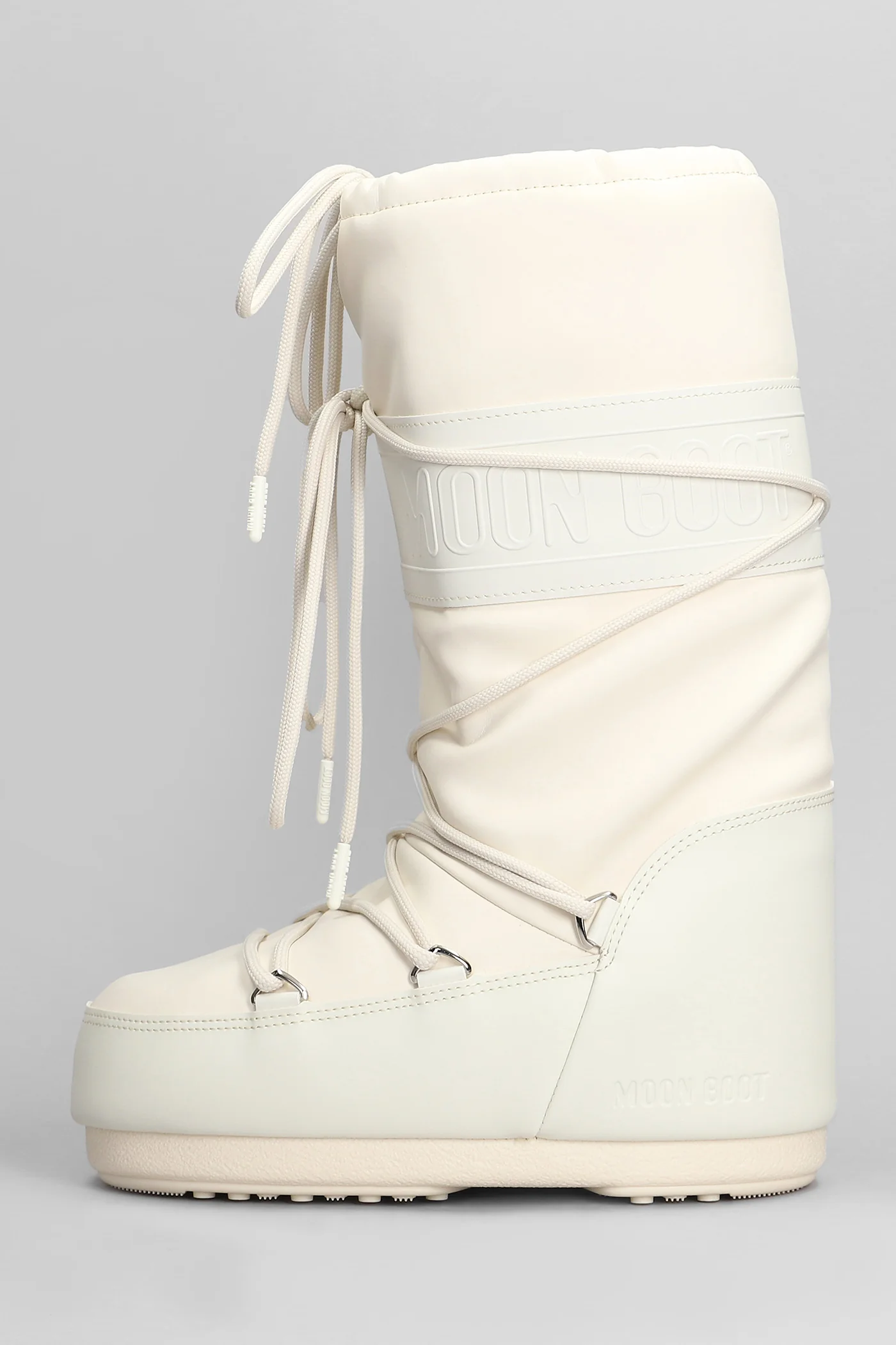 Mb icon rubber low heels boots in beige polyester - Image 3