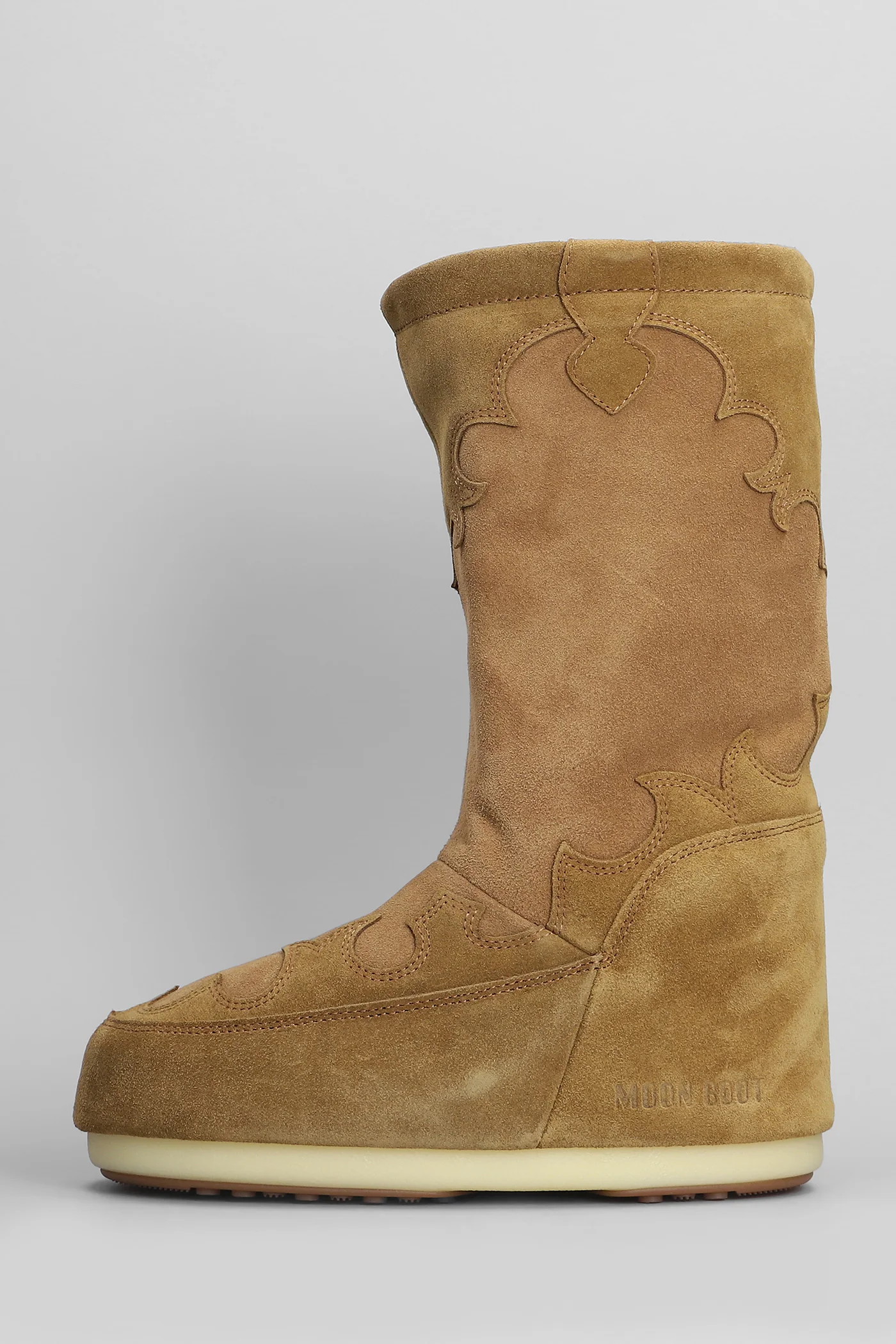 Mb icon suede low heels boots in beige suede - Image 3