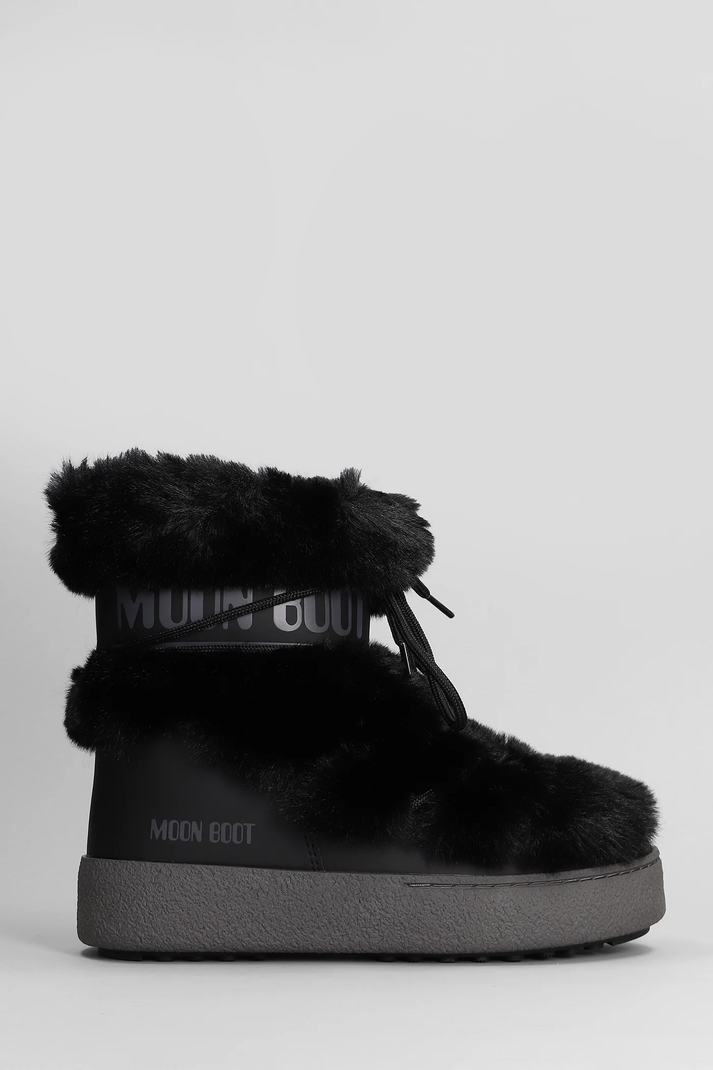 Mb ltrack faux fur low heels Ankle boots in black eco-fur