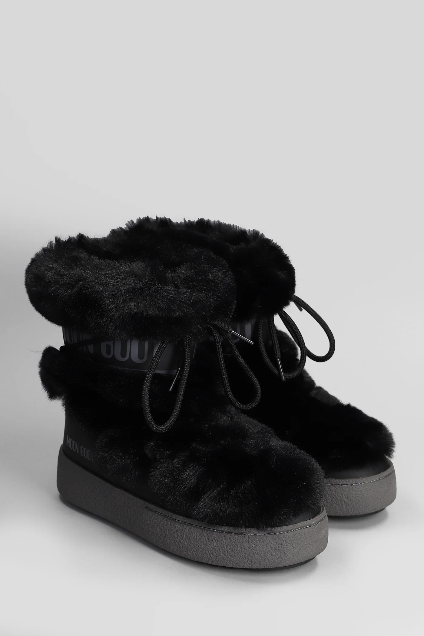 Mb ltrack faux fur low heels Ankle boots in black eco-fur - Image 2