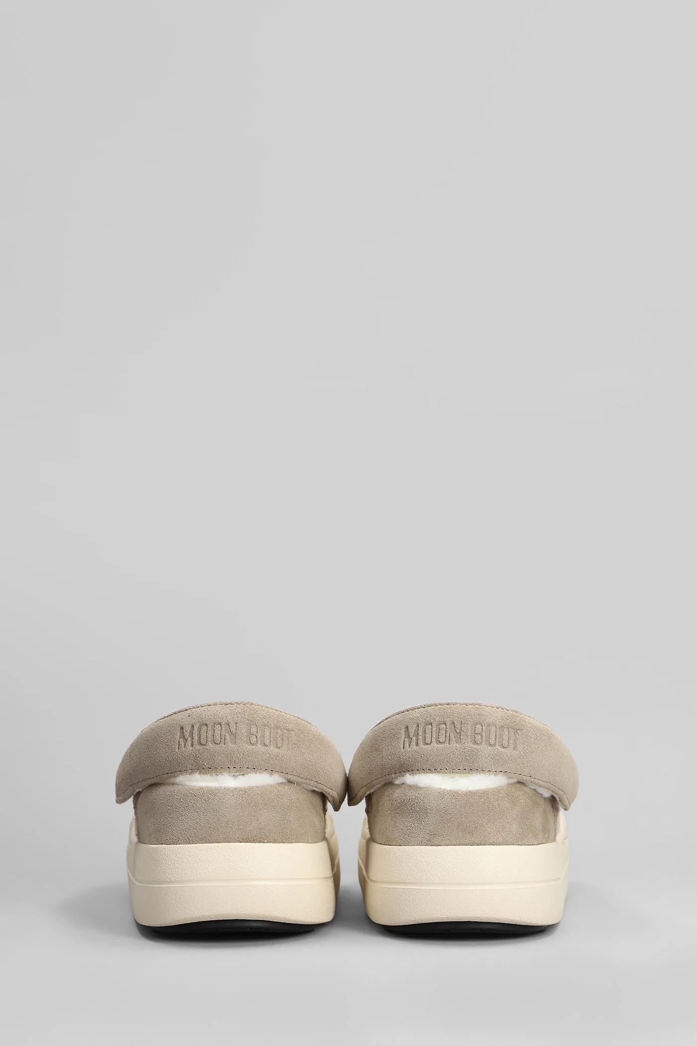 Mb park clog Slipper-Mule in beige leather and fabric - Image 4