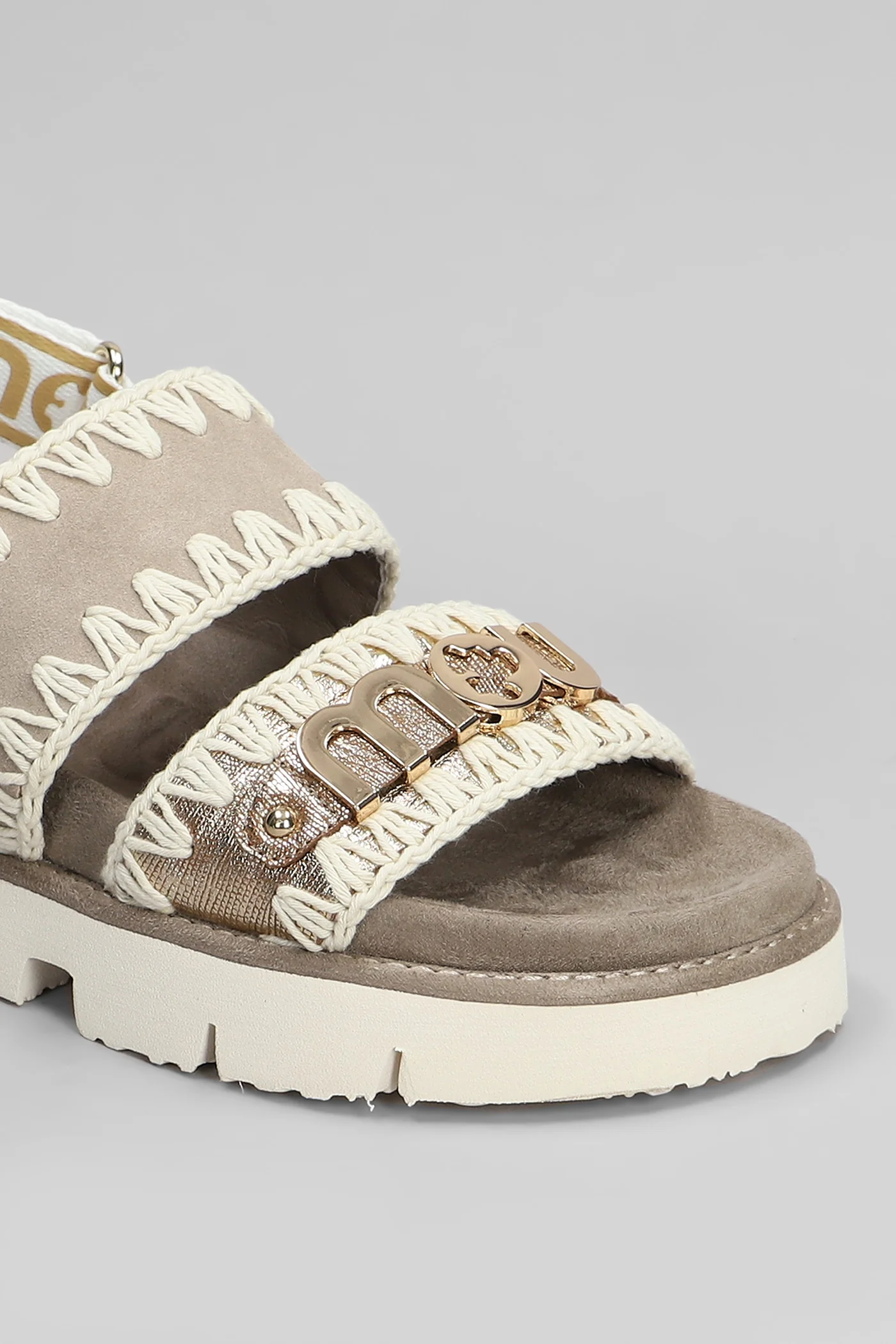 Bio sandal Flats in taupe suede and leather - Image 5
