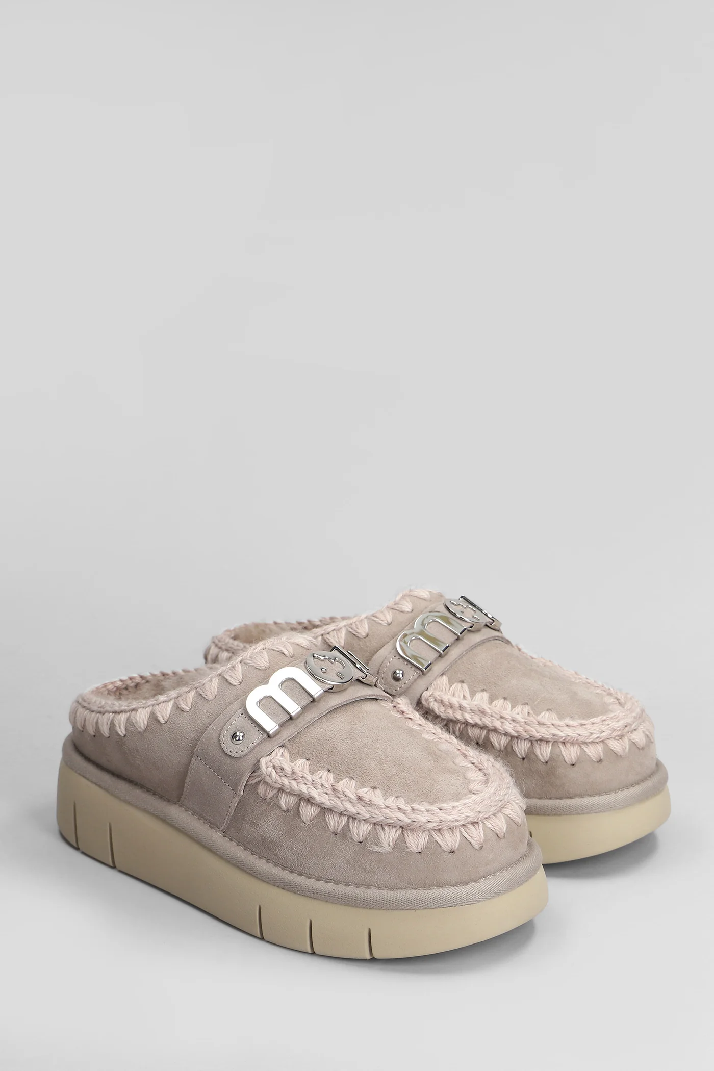 Bounce clog Slipper-Mule in beige suede - Image 2