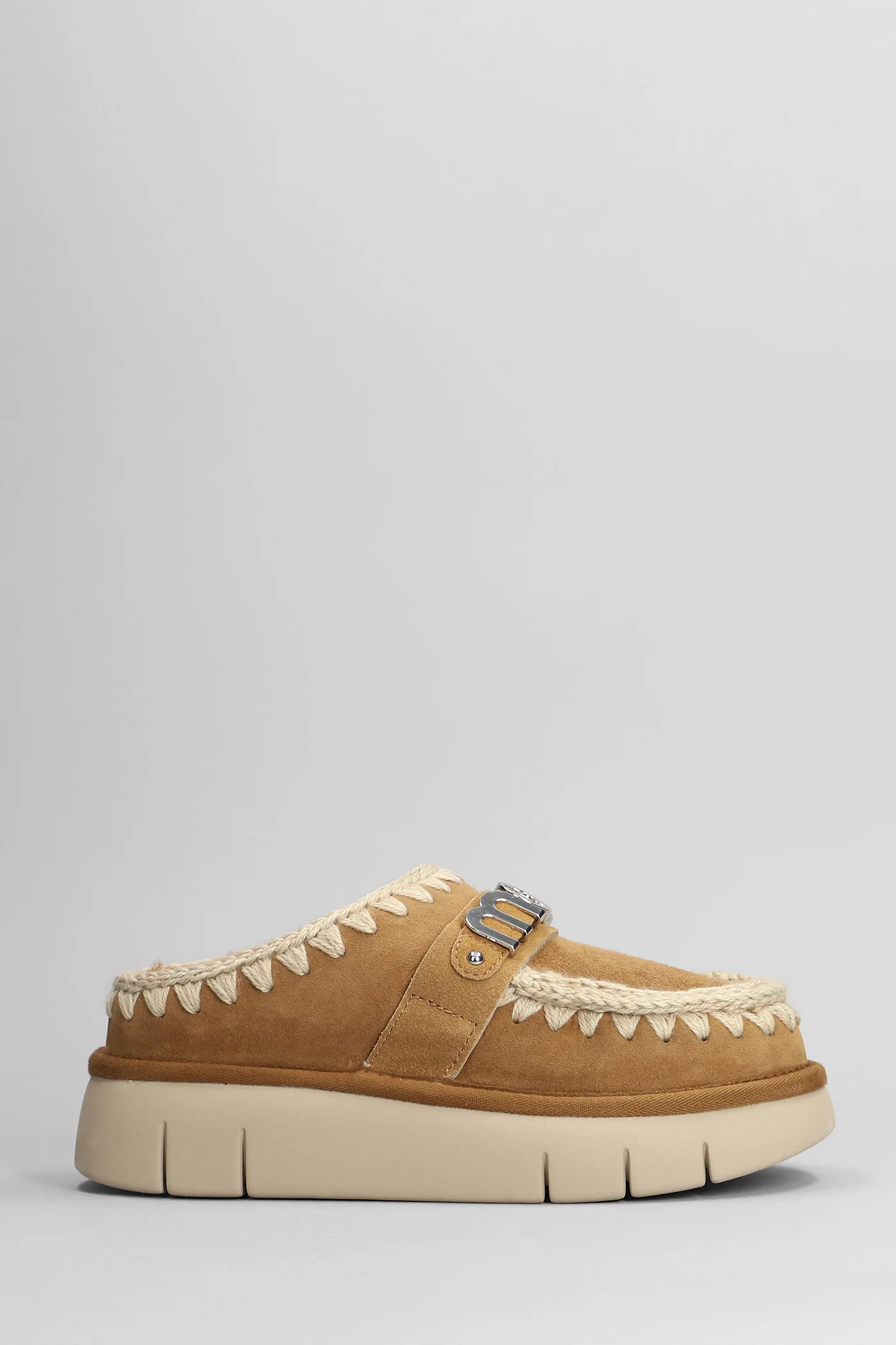 Bounce clog Slipper-Mule in brown suede