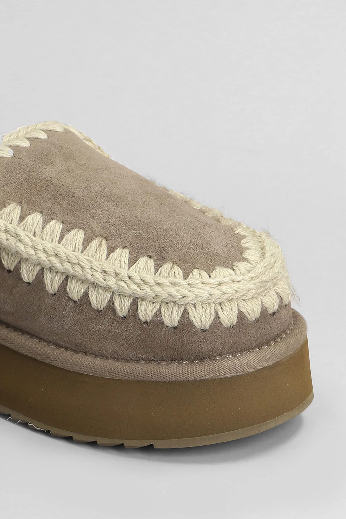 Eskimo platform Slipper-Mule in grey suede - Image 5