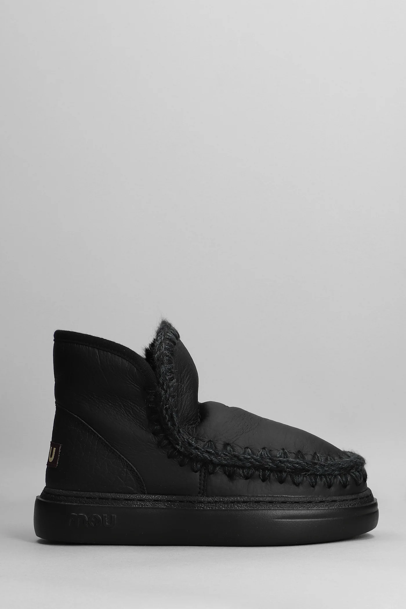 Eskimo sneaker bold low heels Ankle boots in black leather
