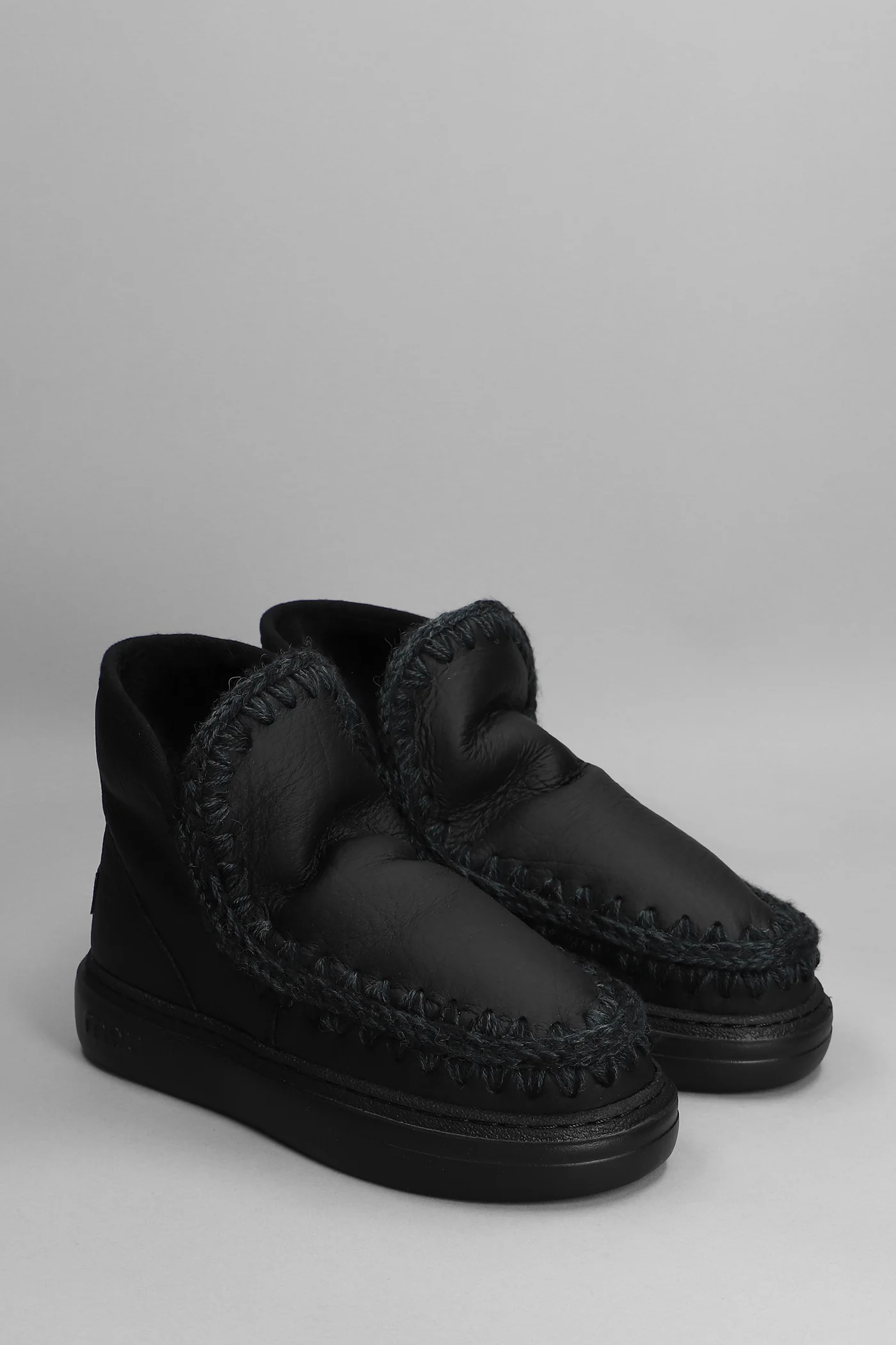 Eskimo sneaker bold low heels Ankle boots in black leather - Image 2