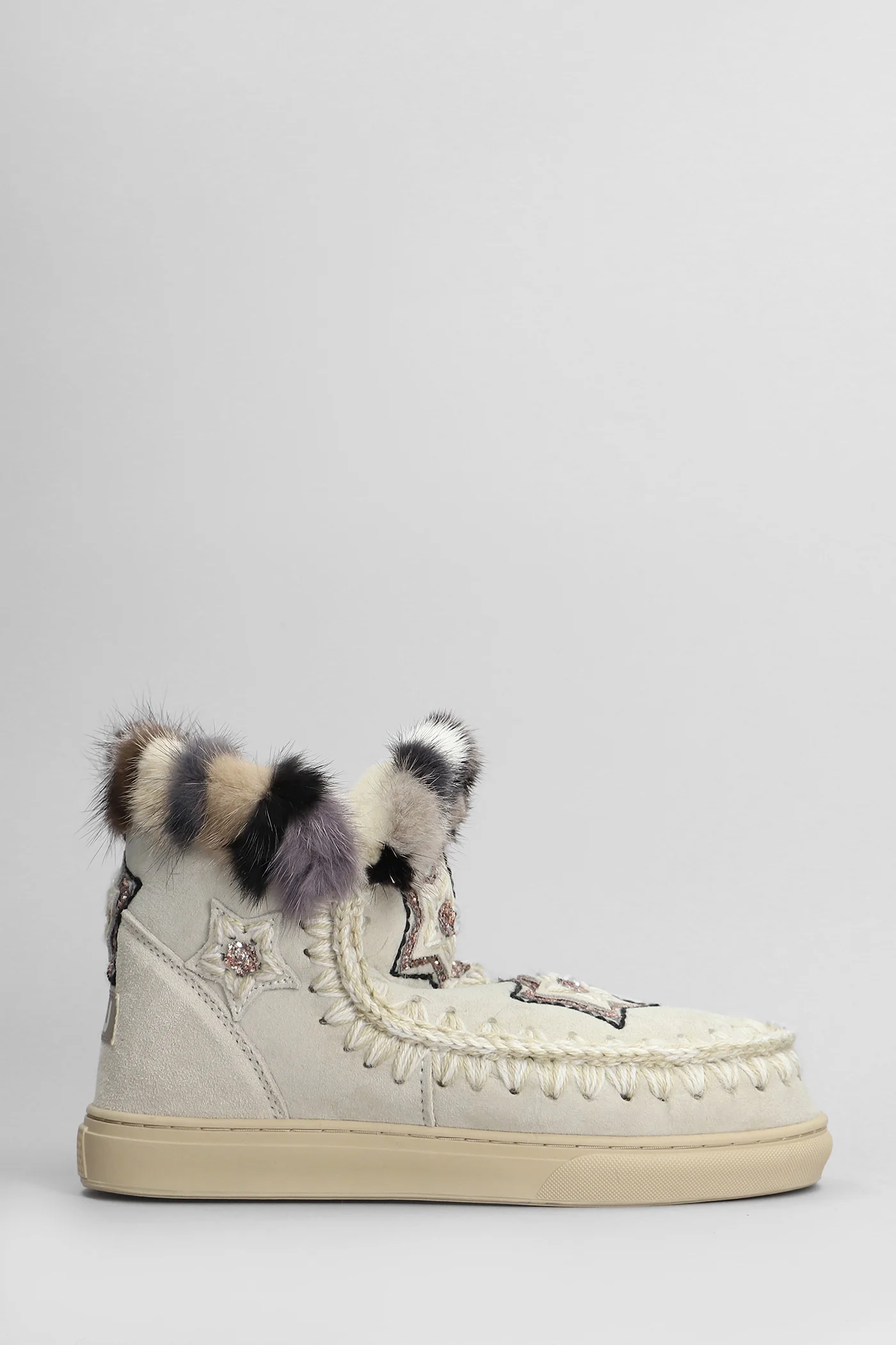 Eskimo sneaker star low heels Ankle boots in beige suede