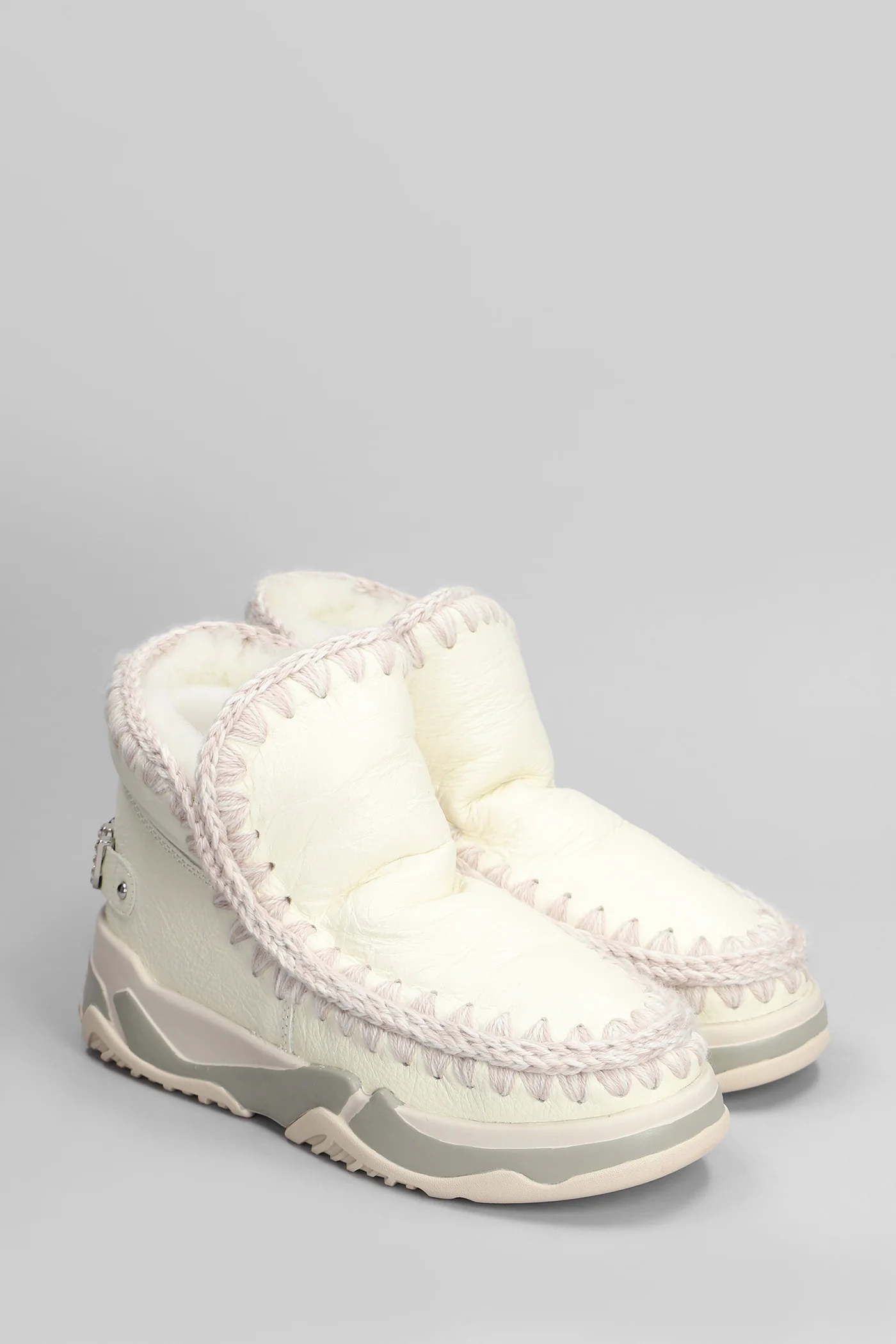 Eskimo Trainer low heels Ankle boots in white leather - Image 2