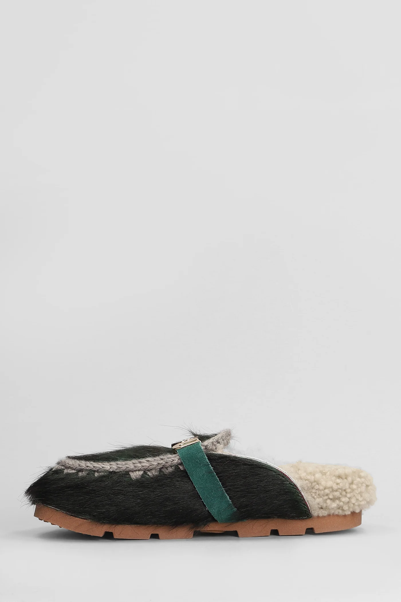 Long hair pony Slipper-Mule in green pony skin - Image 3