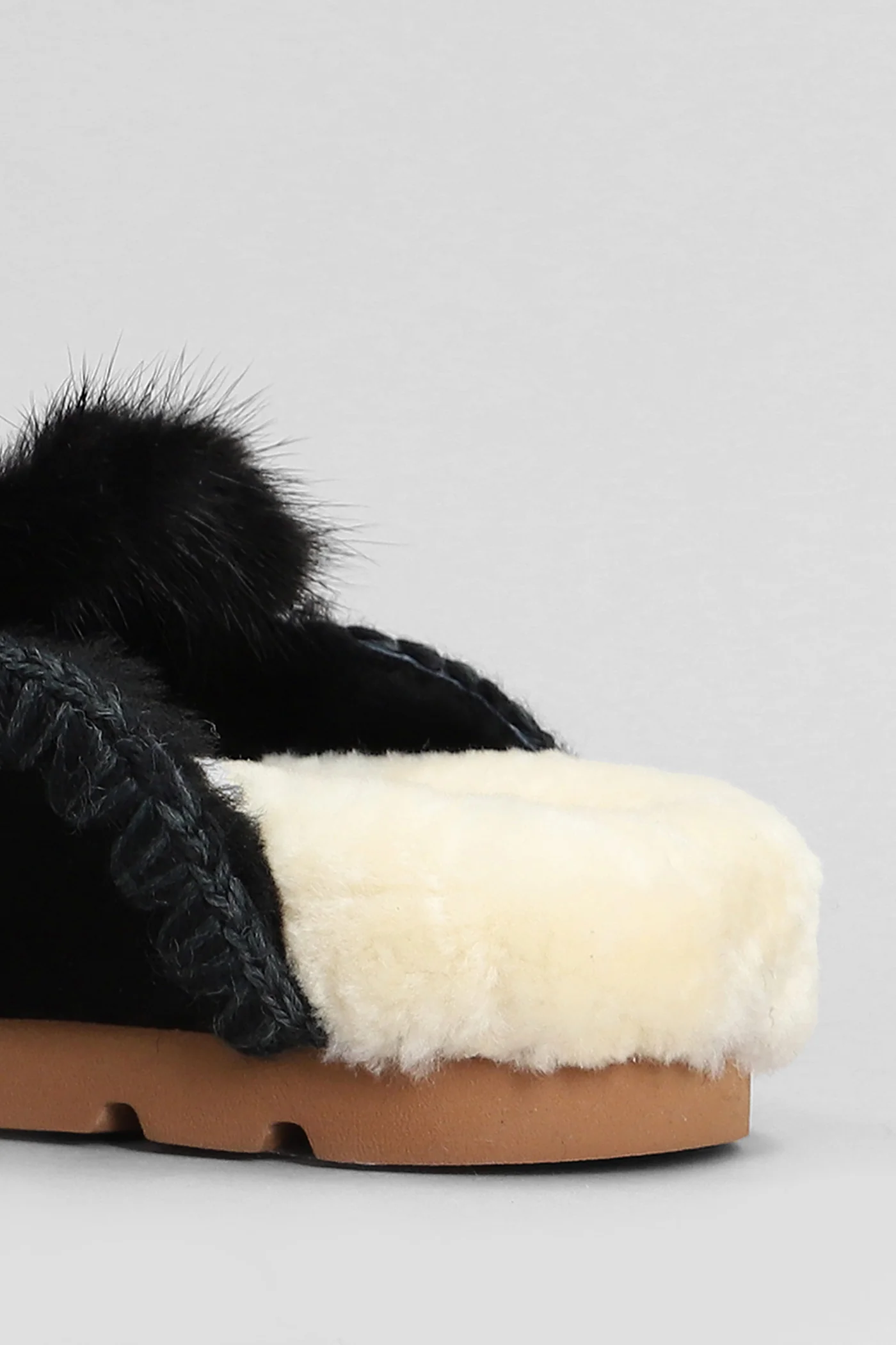 Winter bio fur trim Slipper-Mule in black suede - Image 5