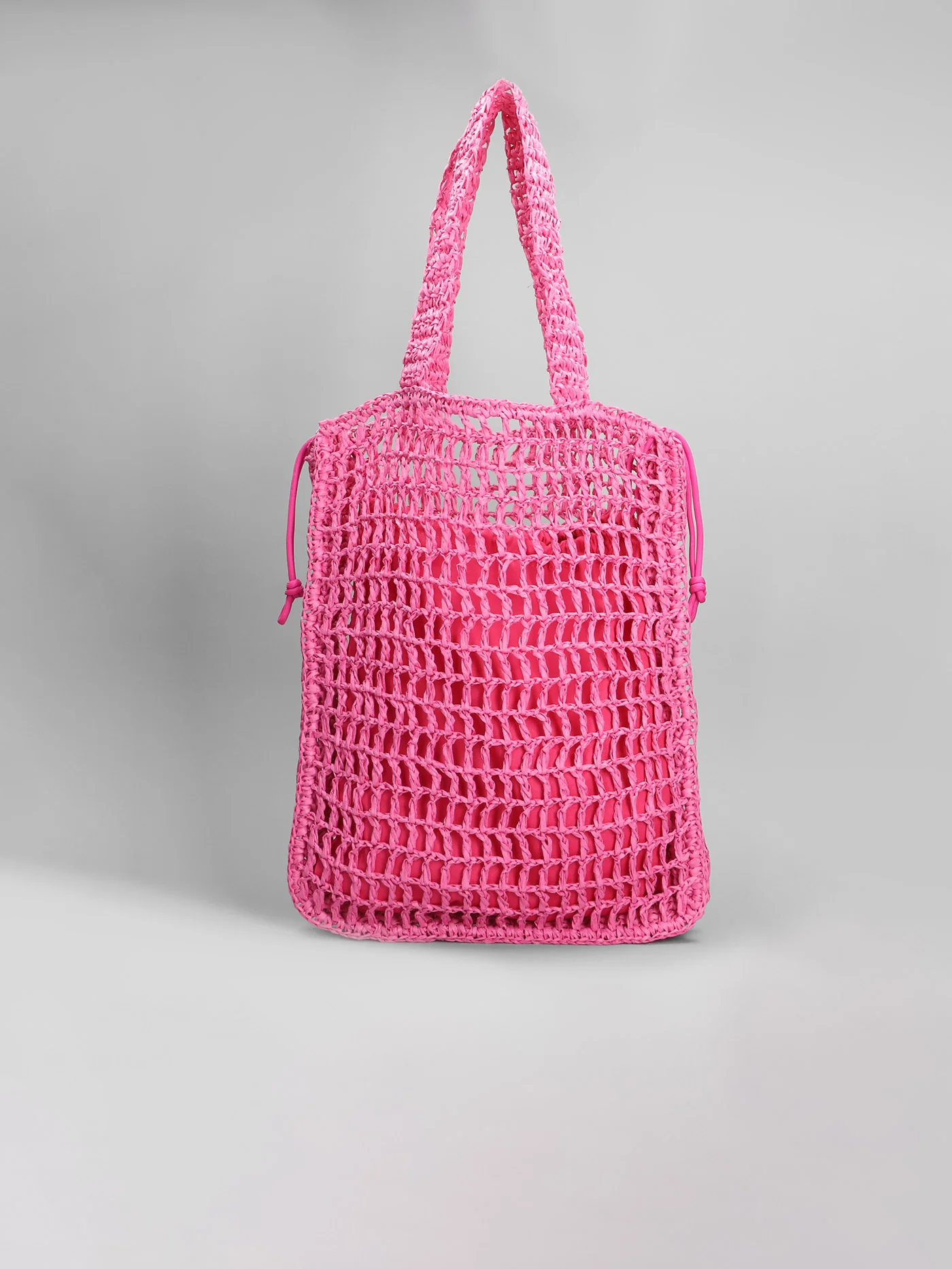 Raffia bag girl Hand bag in fuxia raffia - Image 3