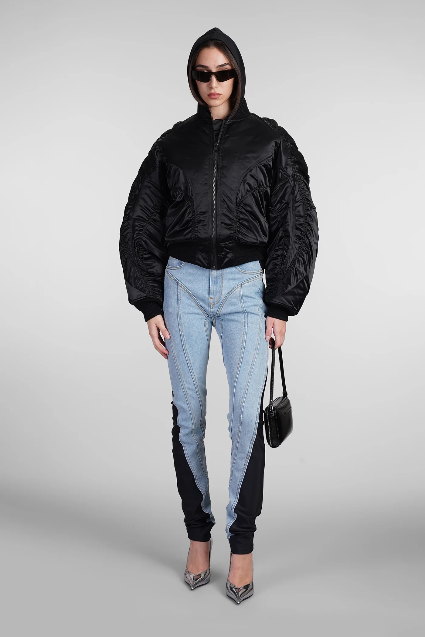 Bomber Jacket in black nylon - Image 2