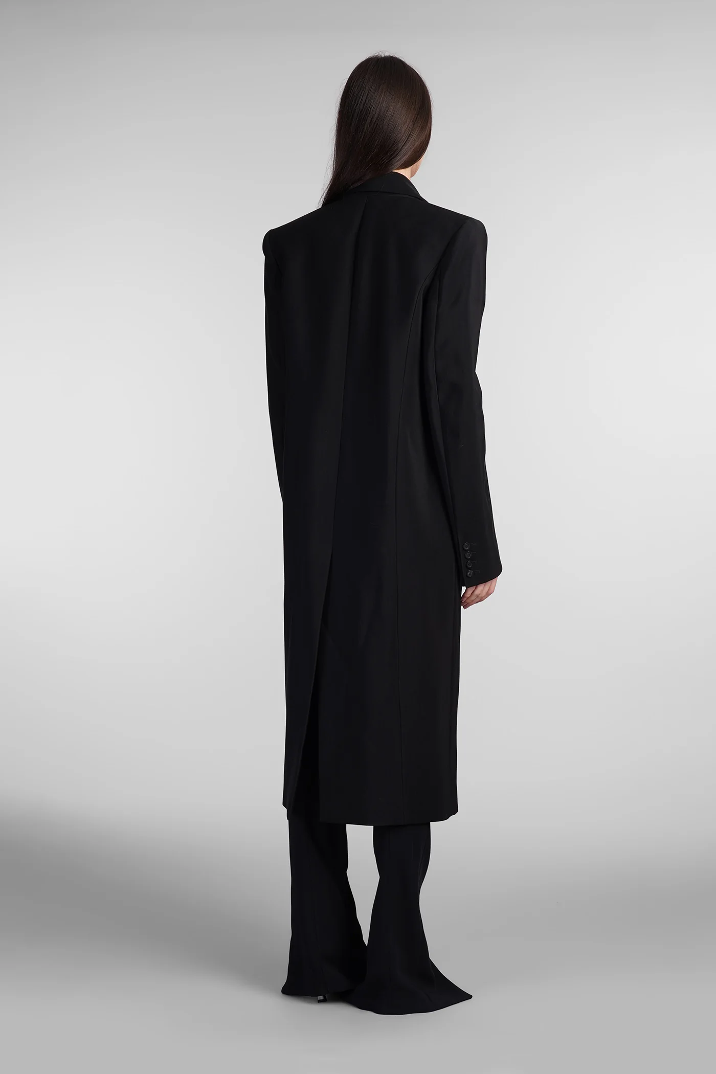 Coat in black viscose - Image 3
