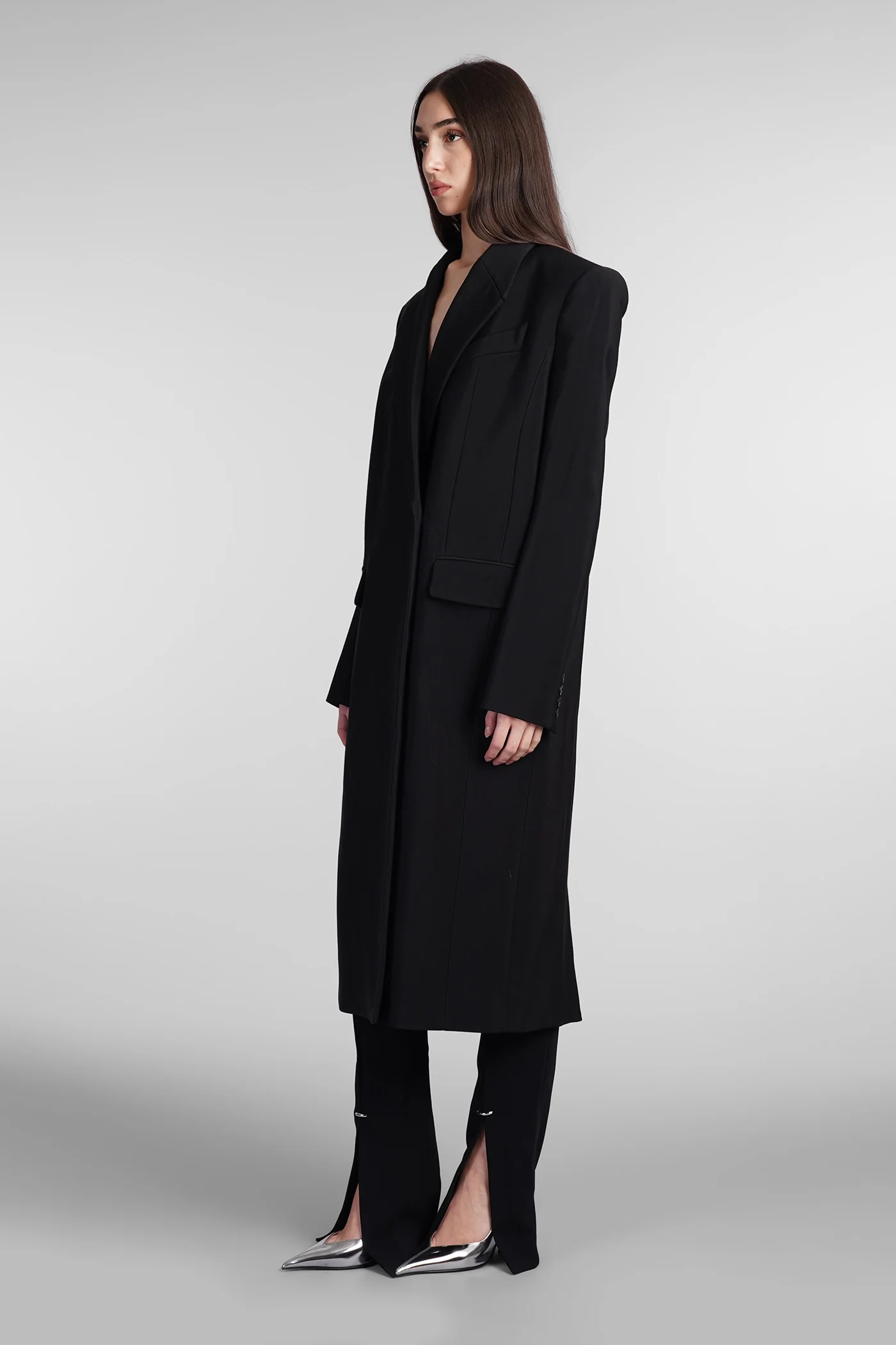 Coat in black viscose - Image 4