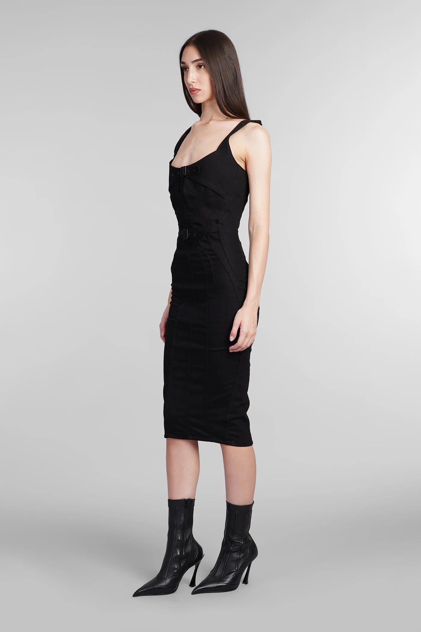 Dress woman in black cotton - Image 4