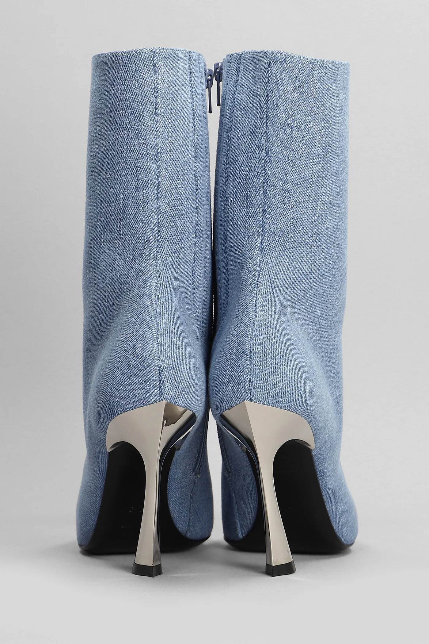 High heels Ankle boots in blue cotton - Image 4