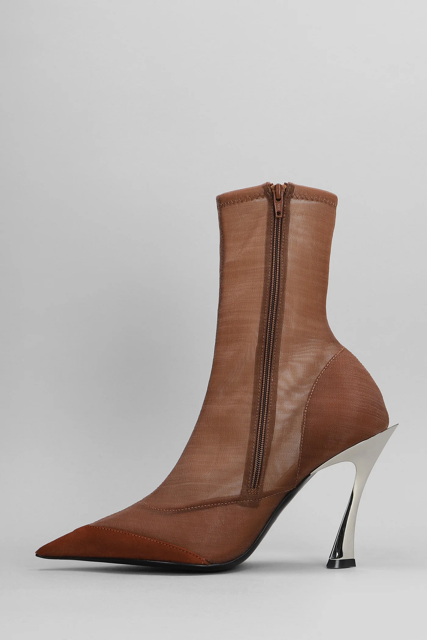 High heels Ankle boots in leather color nylon - Image 3