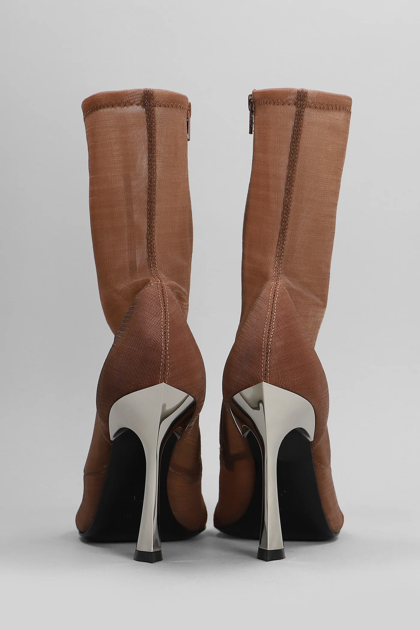 High heels Ankle boots in leather color nylon - Image 4