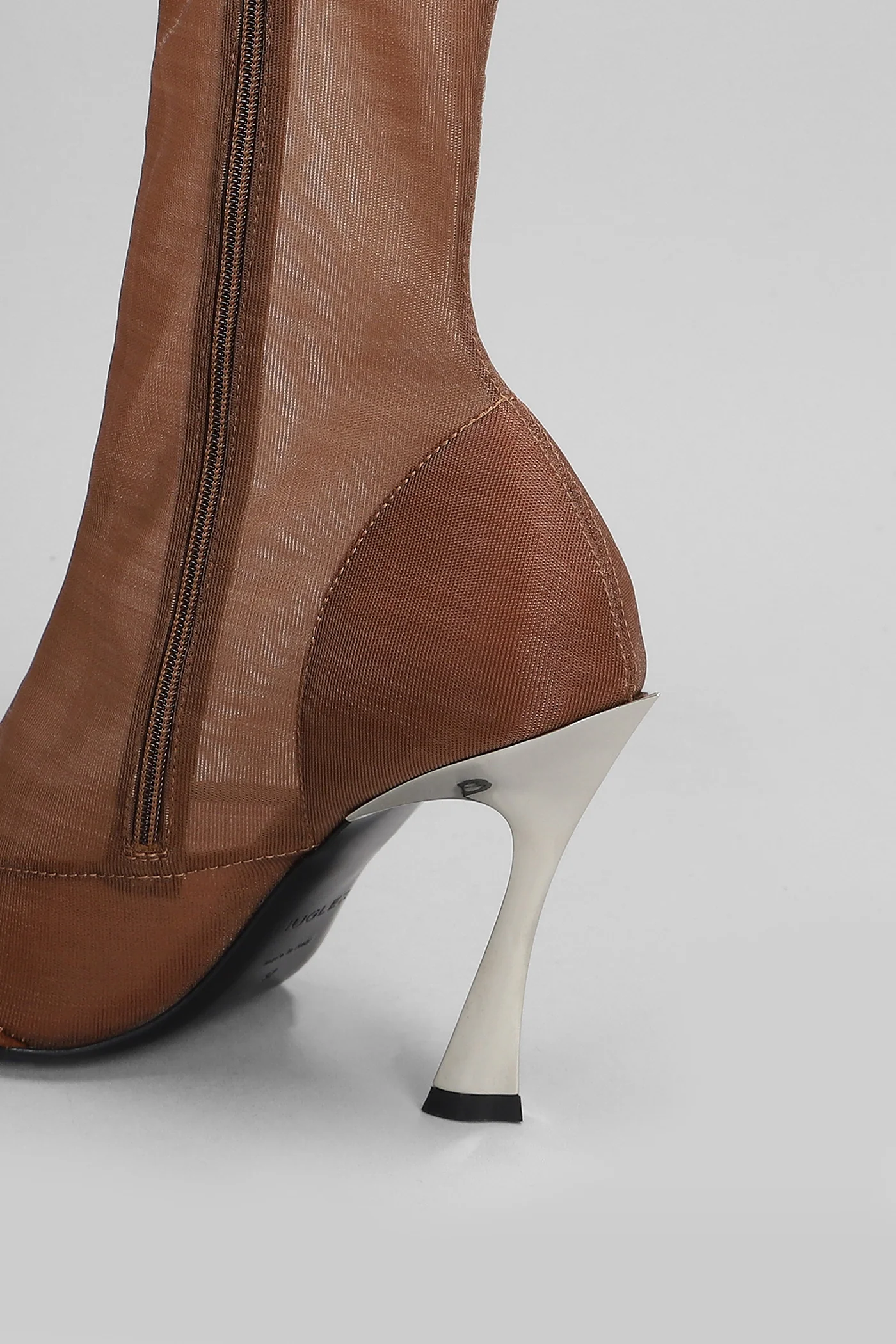 High heels Ankle boots in leather color nylon - Image 5