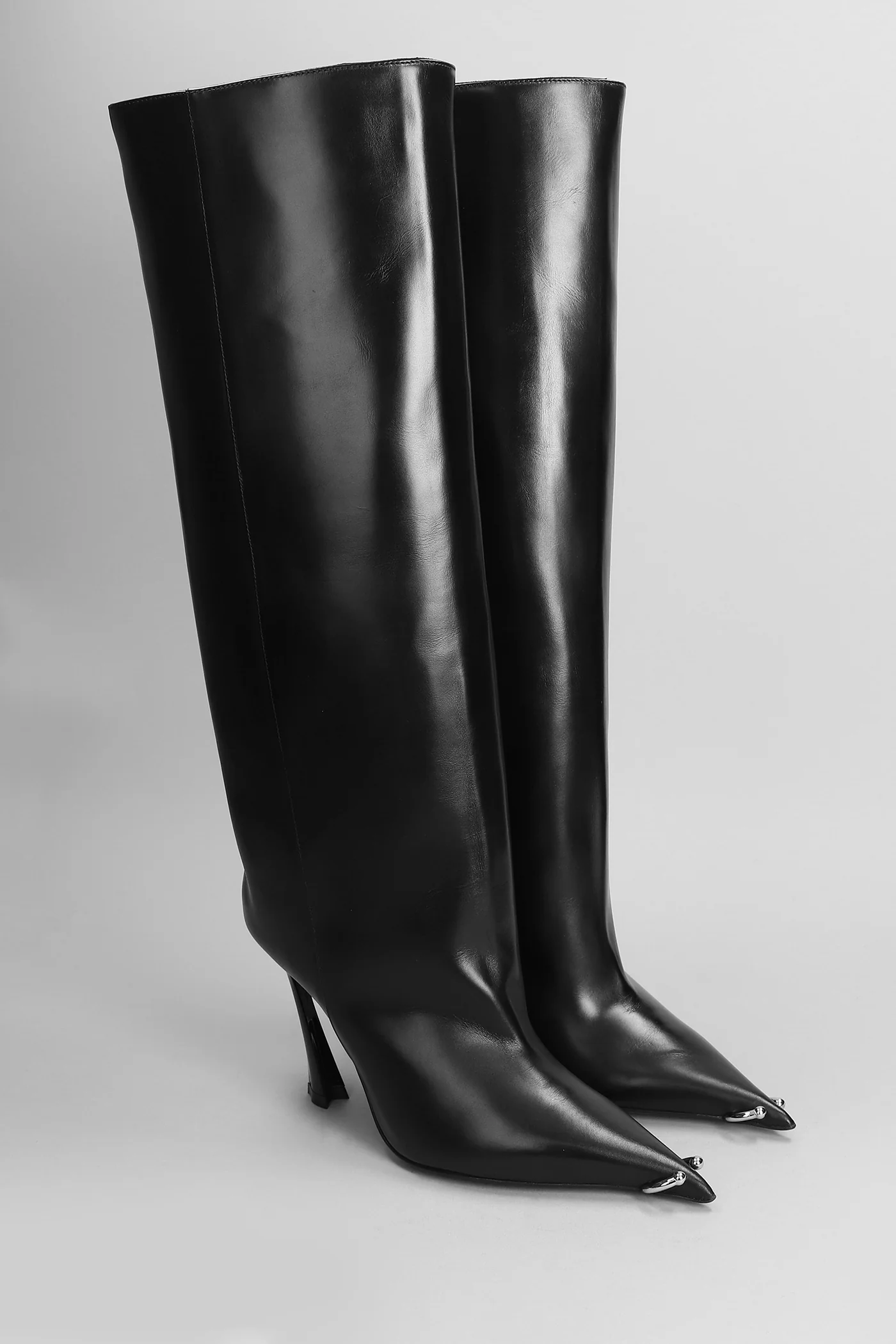 High heels boots in black leather - Image 2