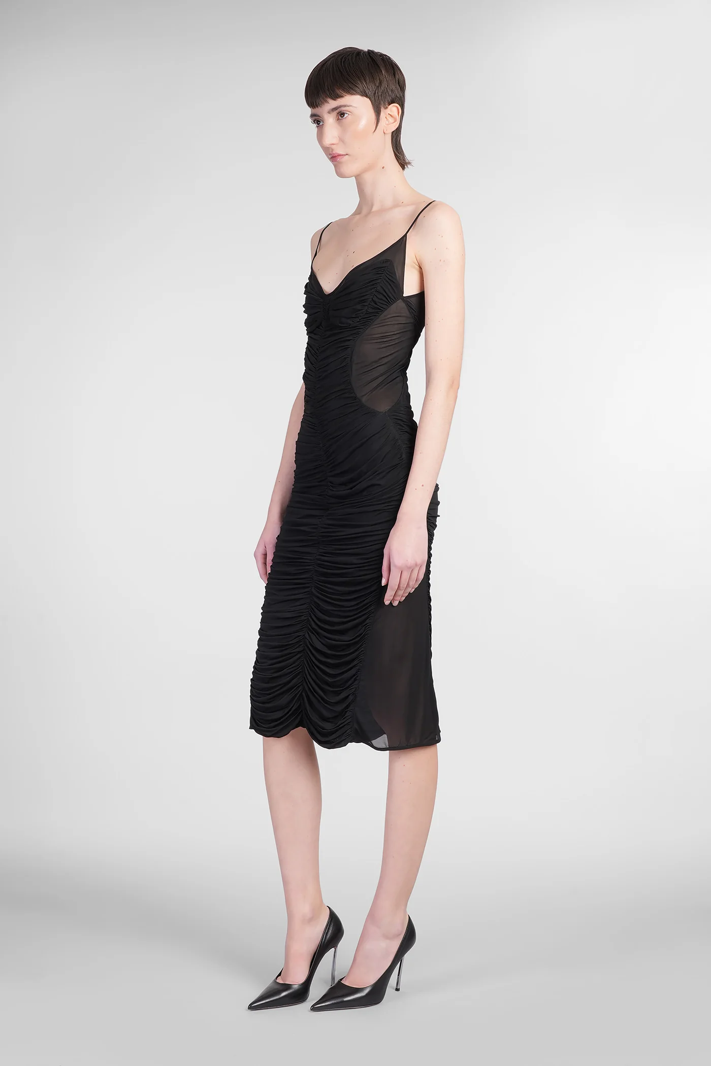 Long dress in black viscose - Image 4