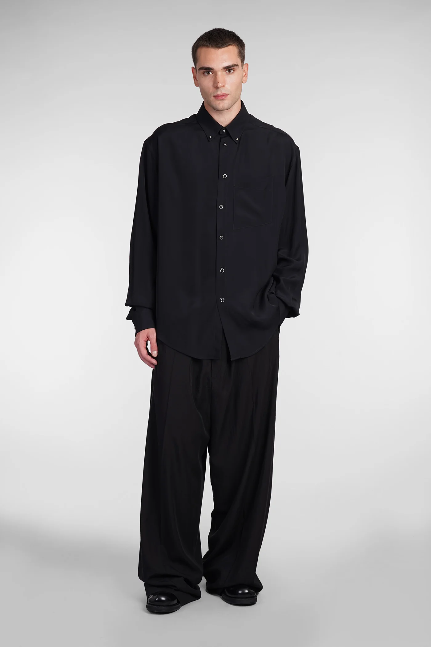 Shirt in black viscose - Image 2