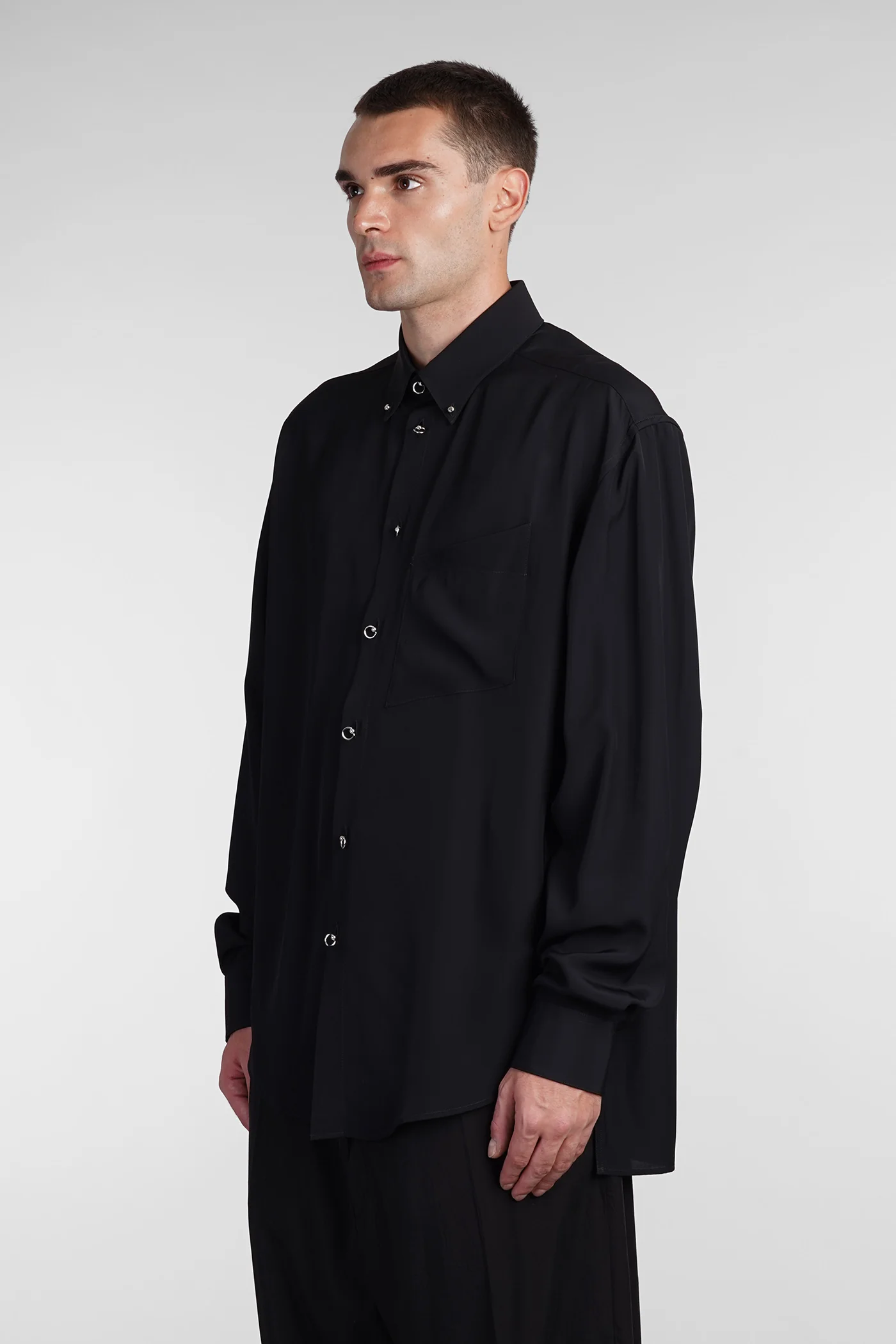 Shirt in black viscose - Image 4