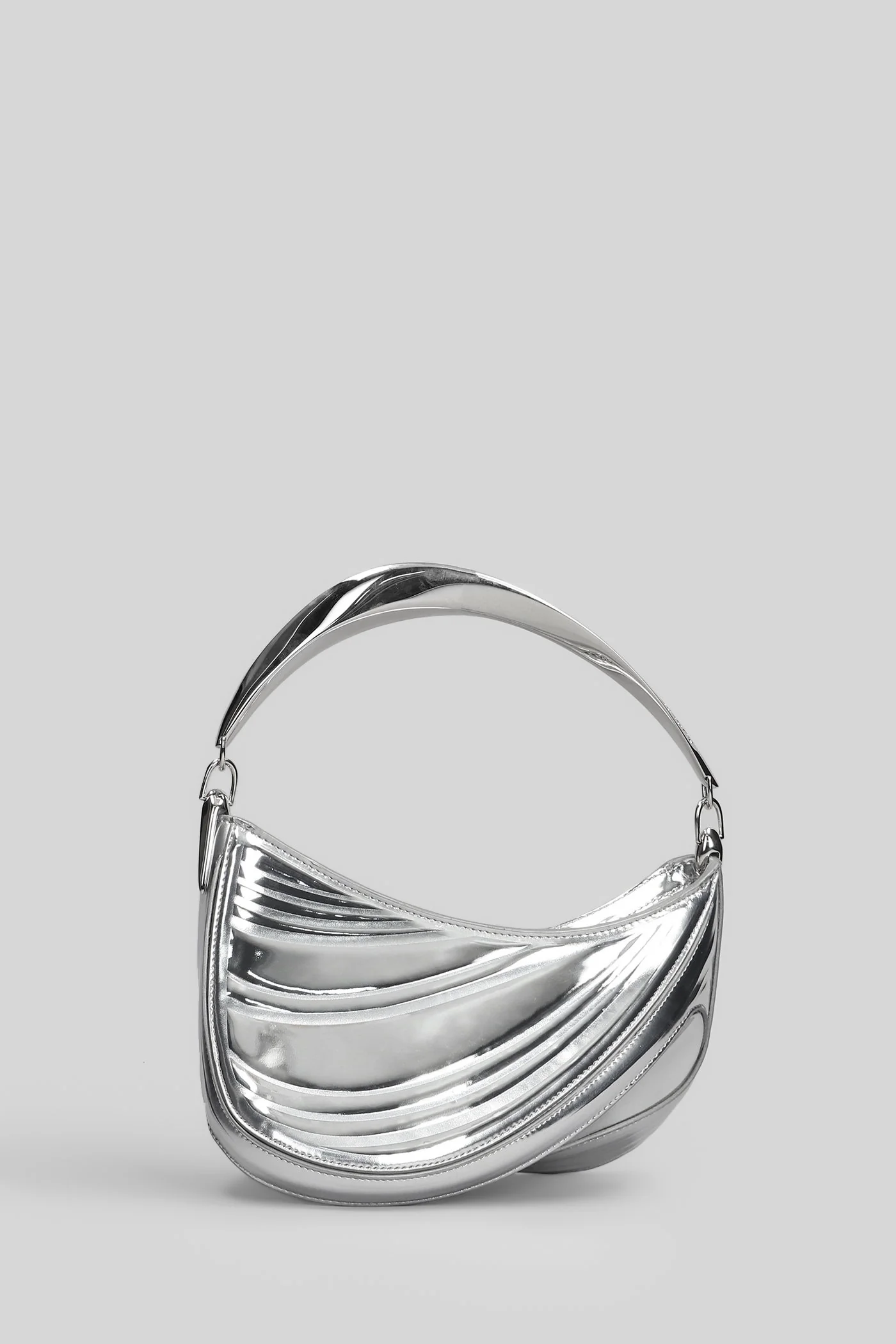 Shoulder bag in silver leather - Image 3