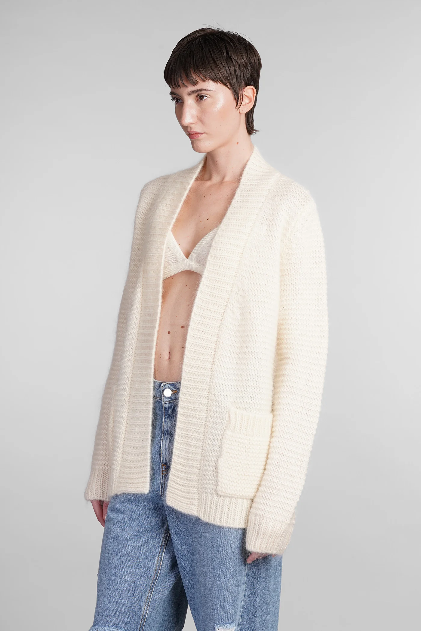 Baima Cardigan in beige wool - Image 4