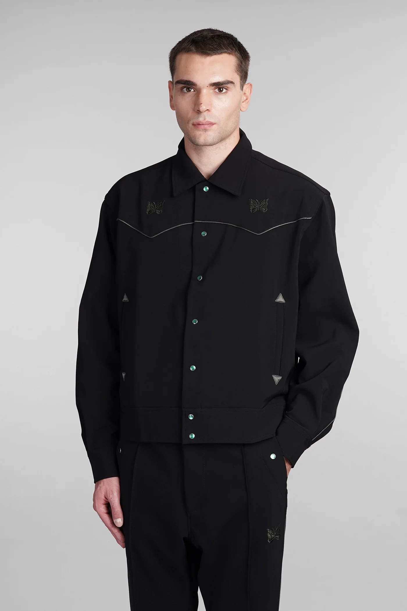 Casual jacket in black polyester