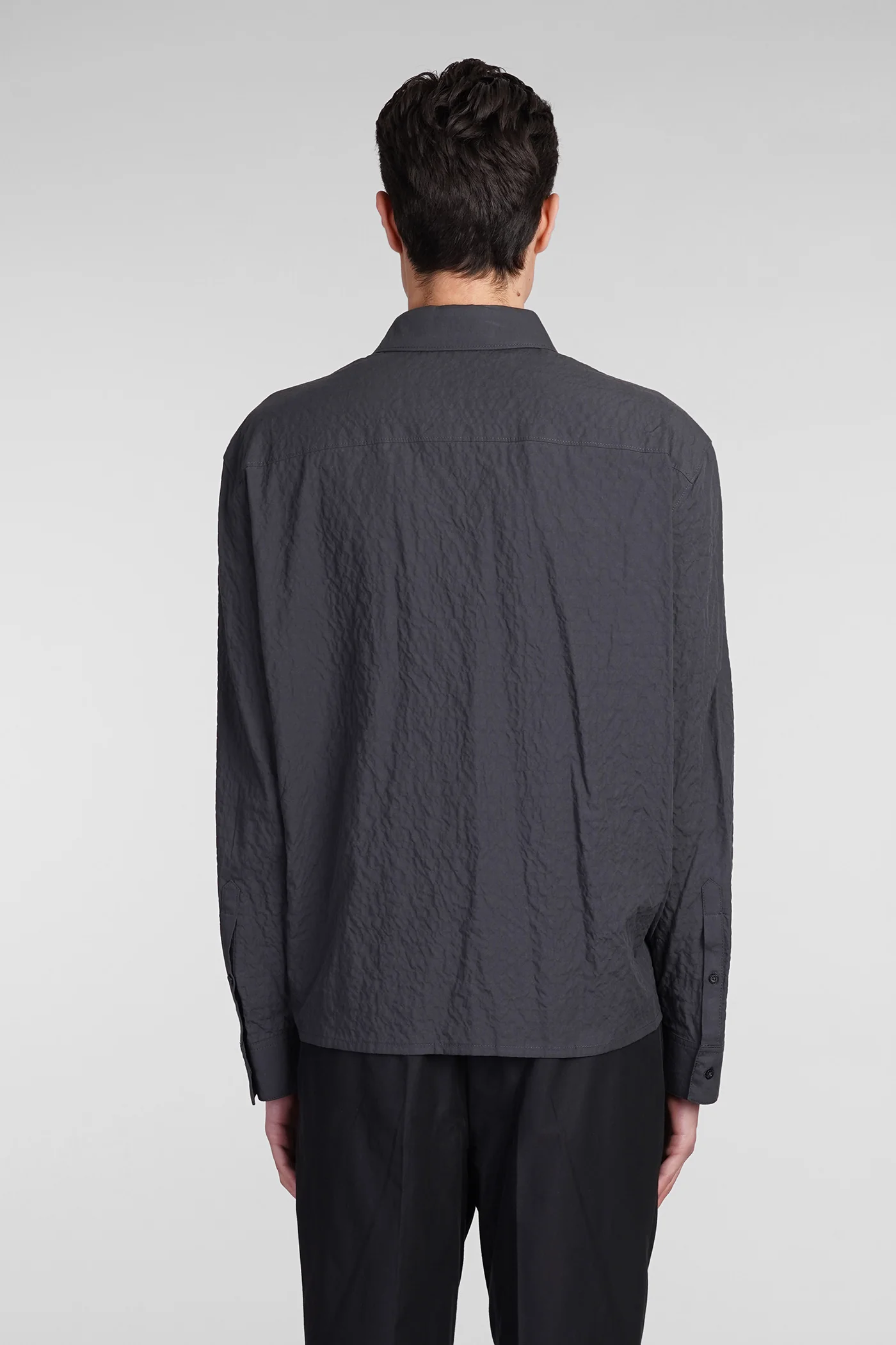 Overshirt chest pock Shirt in black cotton - Image 3
