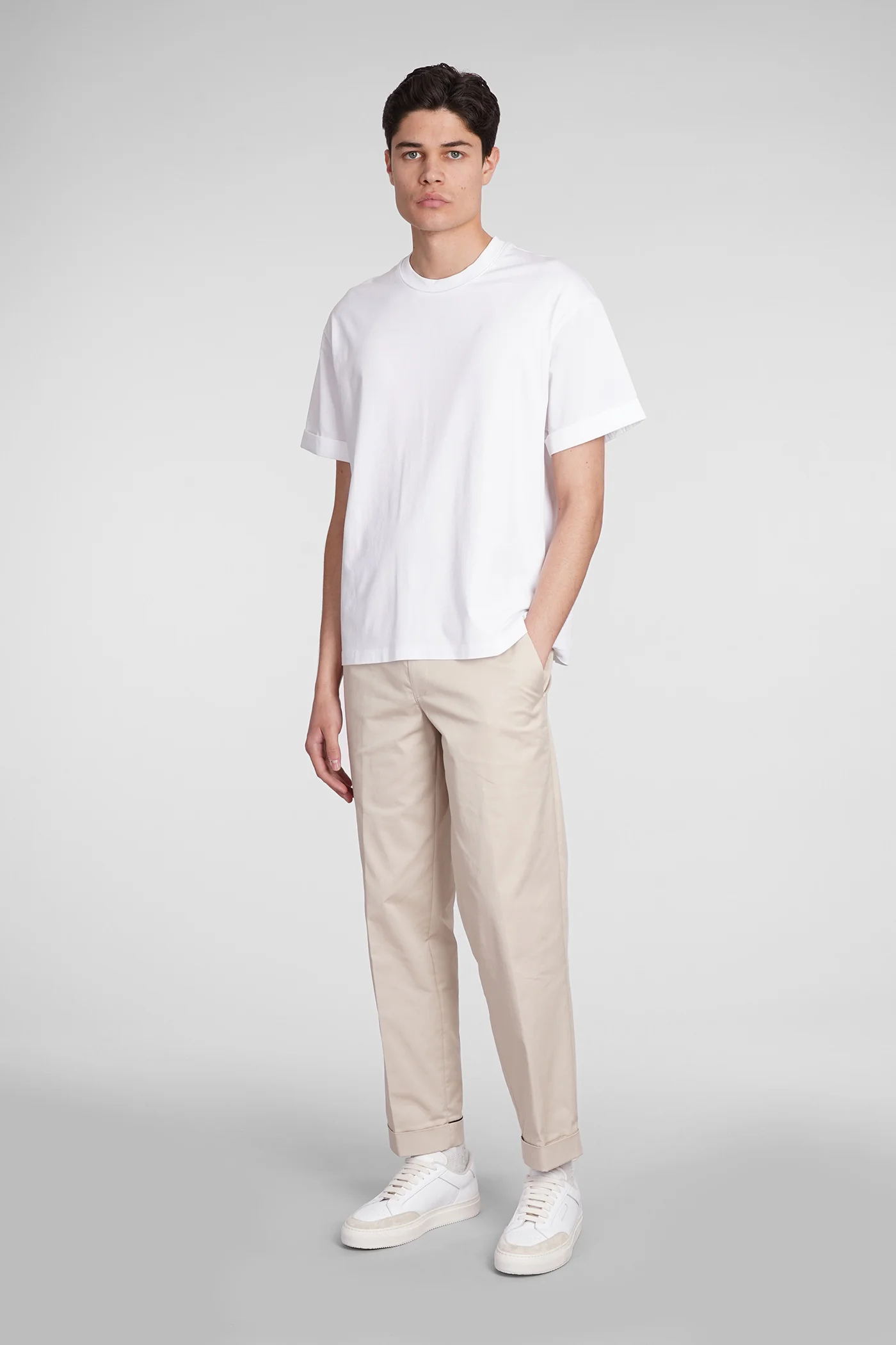Rem slim low rise Pants in beige cotton - Image 2